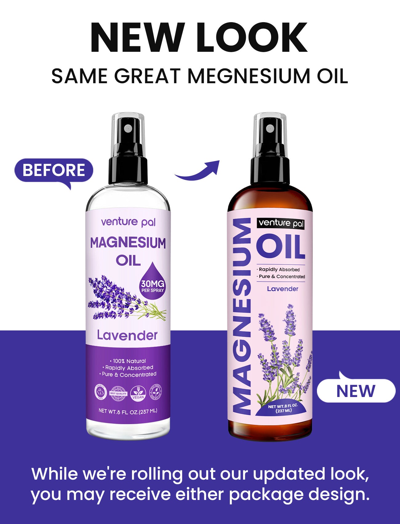 Venture Pal 100% Pure Magnesium Oil Spray - Lavender - Big 8 oz