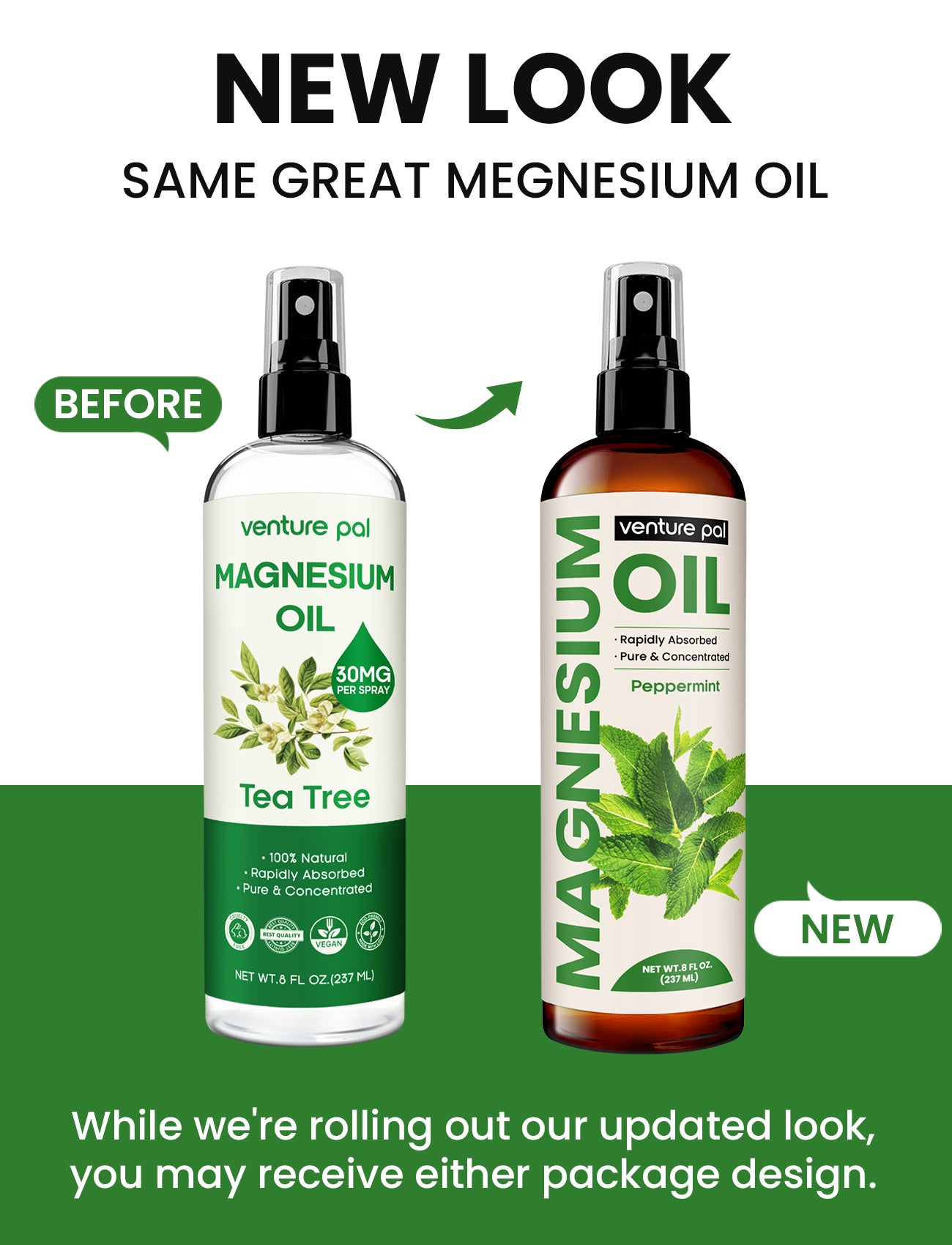 Venture Pal 100% Pure Magnesium Oil Spray - Peppermint - Big 8 oz