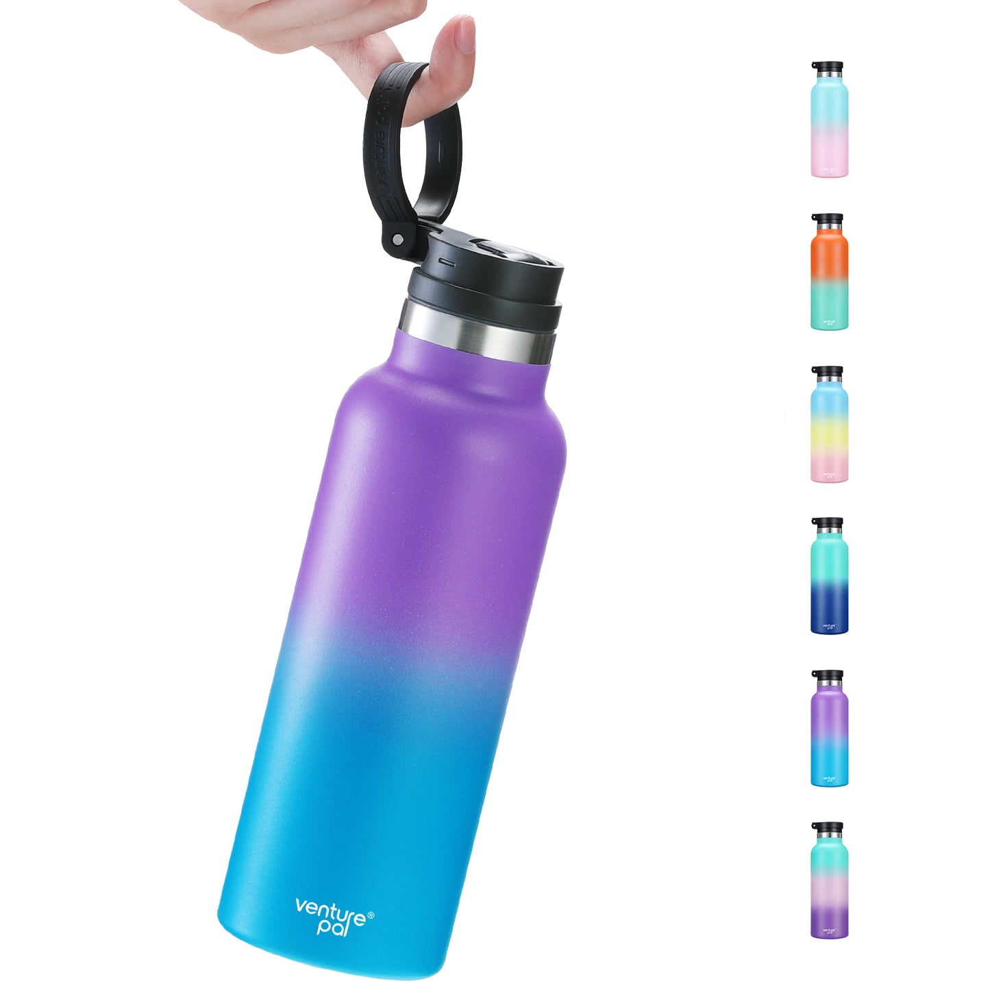 Venture Pal 17oz Vacuum Insulated Water Bottle with Straw Lid & Portable Carrying Handle - Comes with a Complimentary Cleaning Brush and Straw Brush