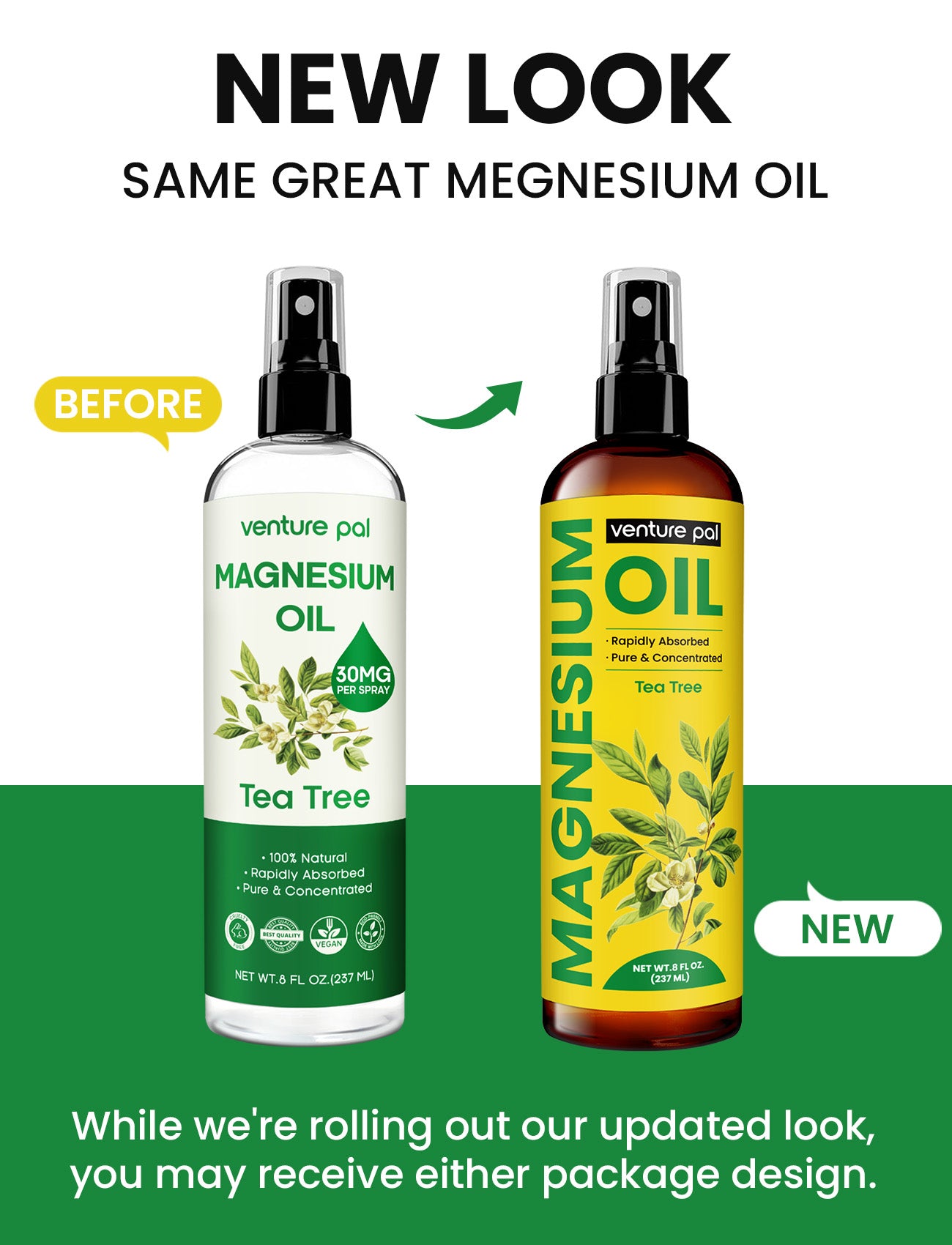 Venture Pal 100% Pure Magnesium Oil Spray - Tea Tree - Big 8 oz