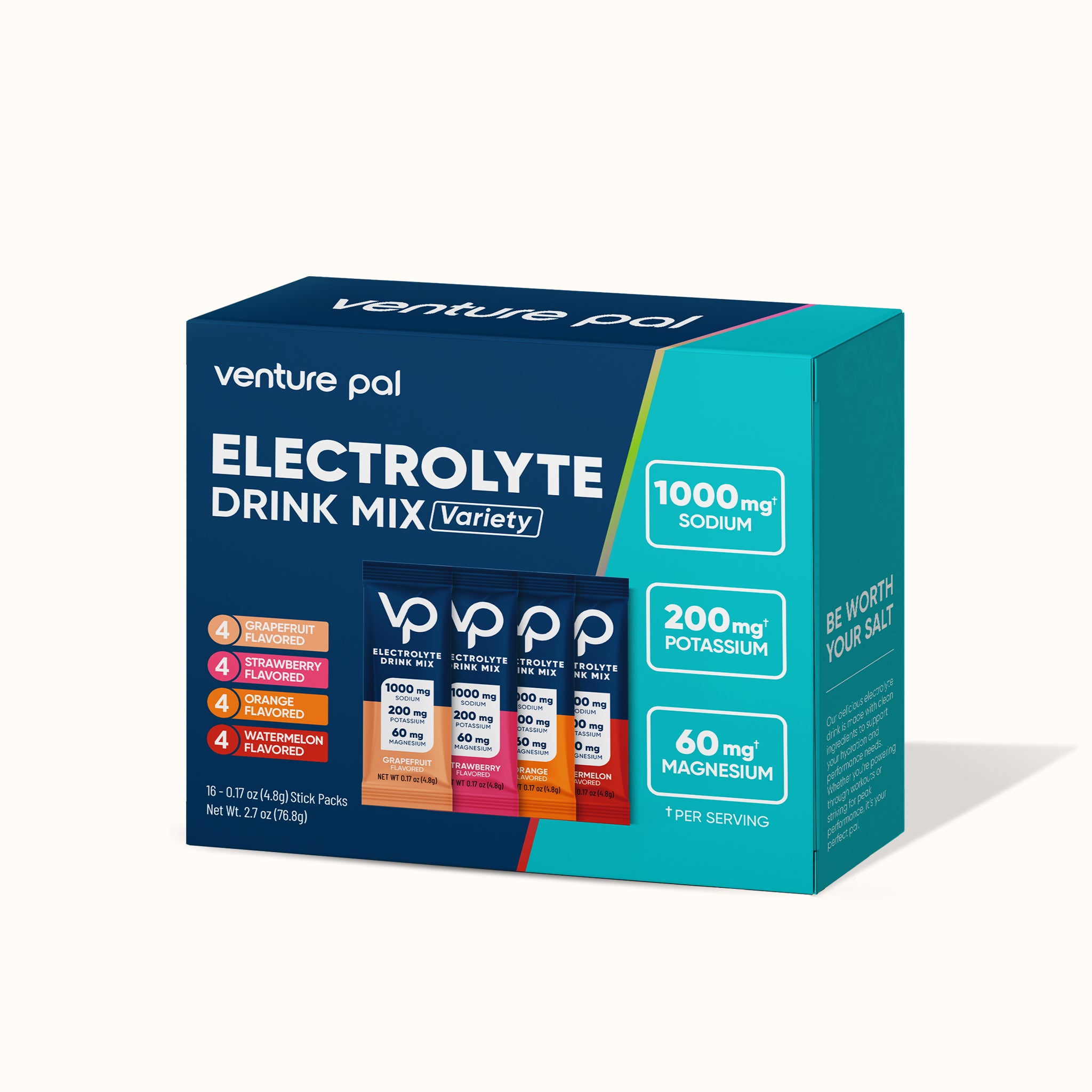 High Sodium Sugar Free Electrolytes Powder Packet - Variety Pack - 16 Sticks