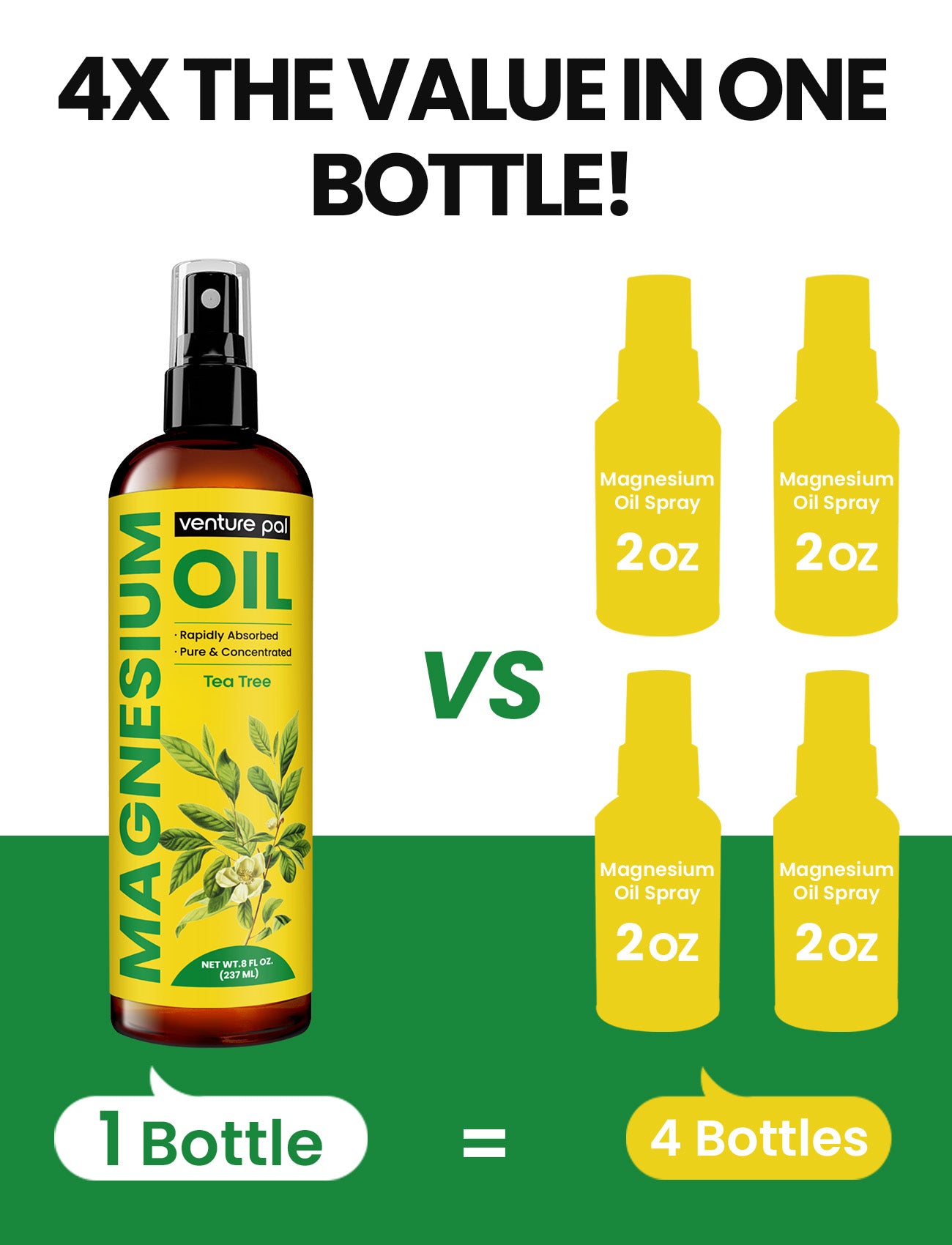 Venture Pal 100% Pure Magnesium Oil Spray - Tea Tree - Big 8 oz