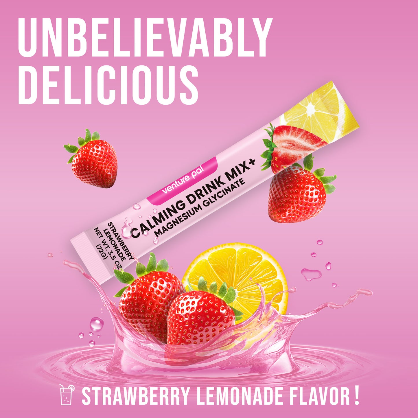 Venture Pal Magnesium Glycinate Powdered Drink Mix - Strawberry Lemonade- 16 Sticks