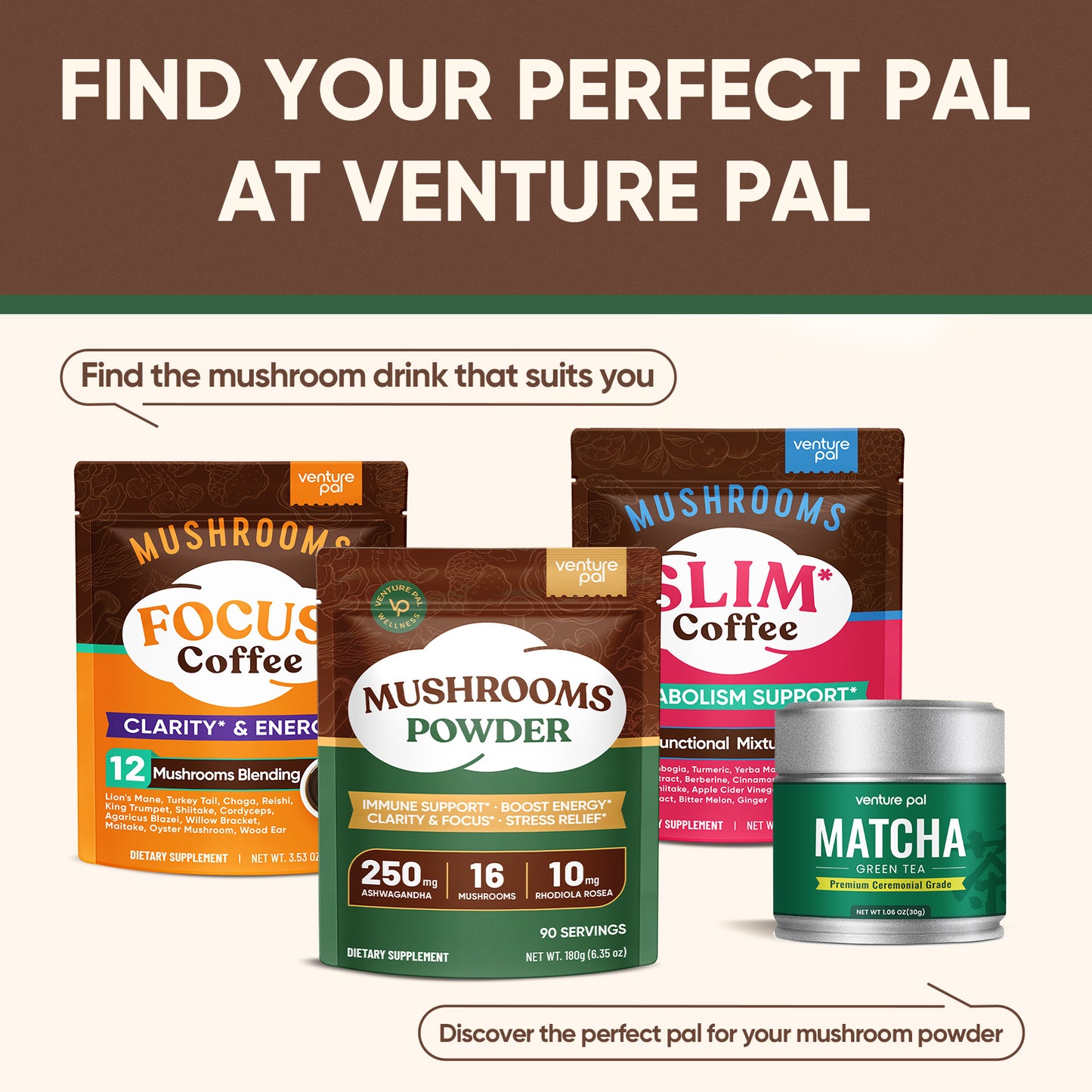 Venture Pal 16 Mushroom Powder-90 Servings