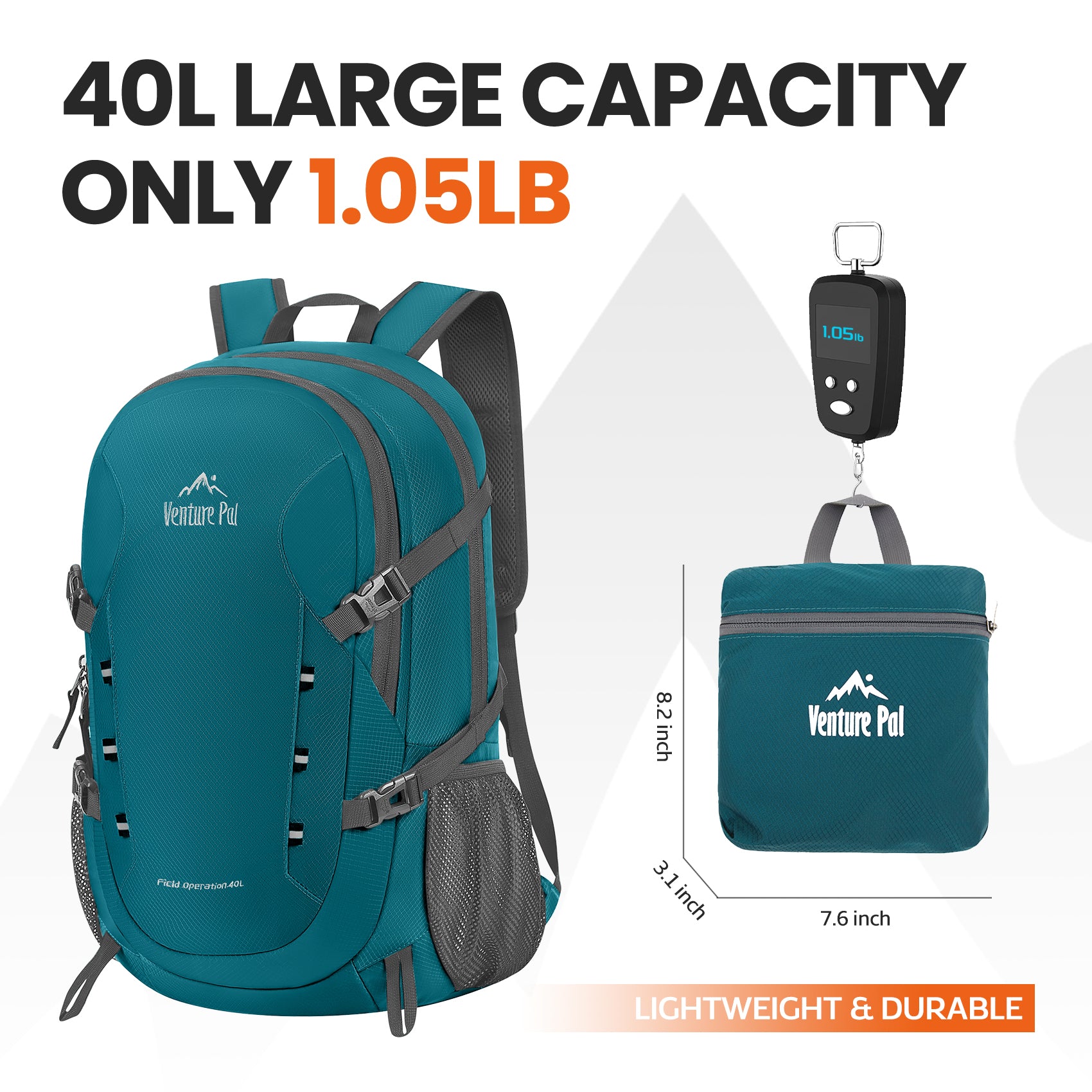 Venture Pal Green 40L Nylon Backpack with Wet Pocket and Multi Compartment