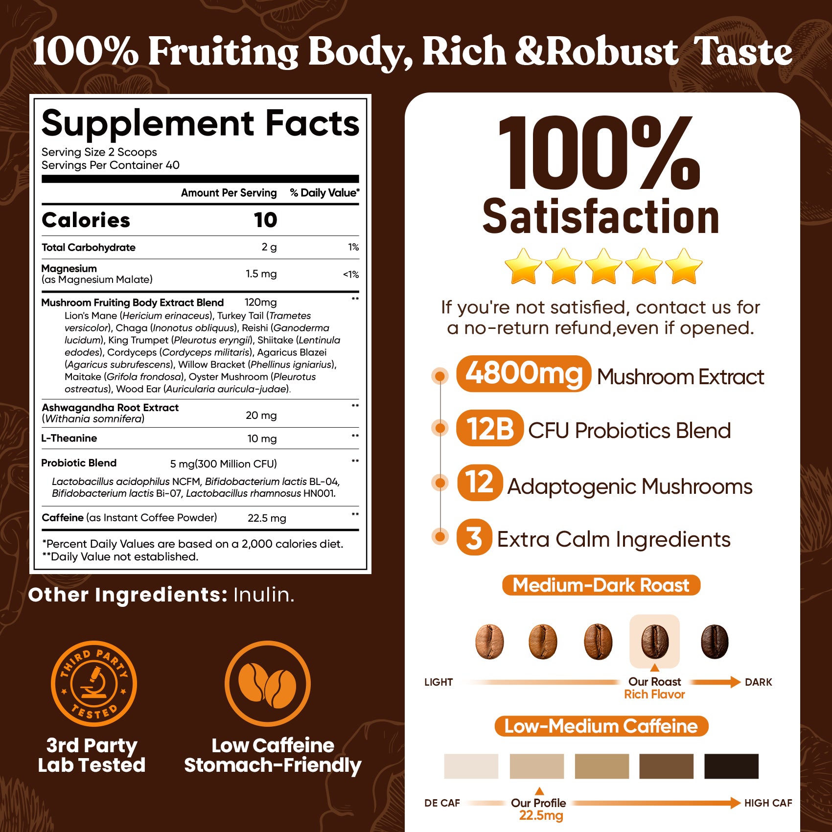12 Mushrooms Focus Coffee - 40 Servings