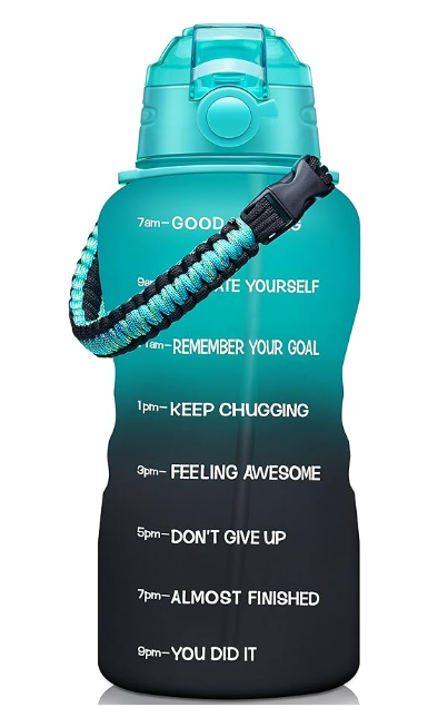 Fidus 128oz Motivational Water Bottle with Paracord Handle & Removable Straw