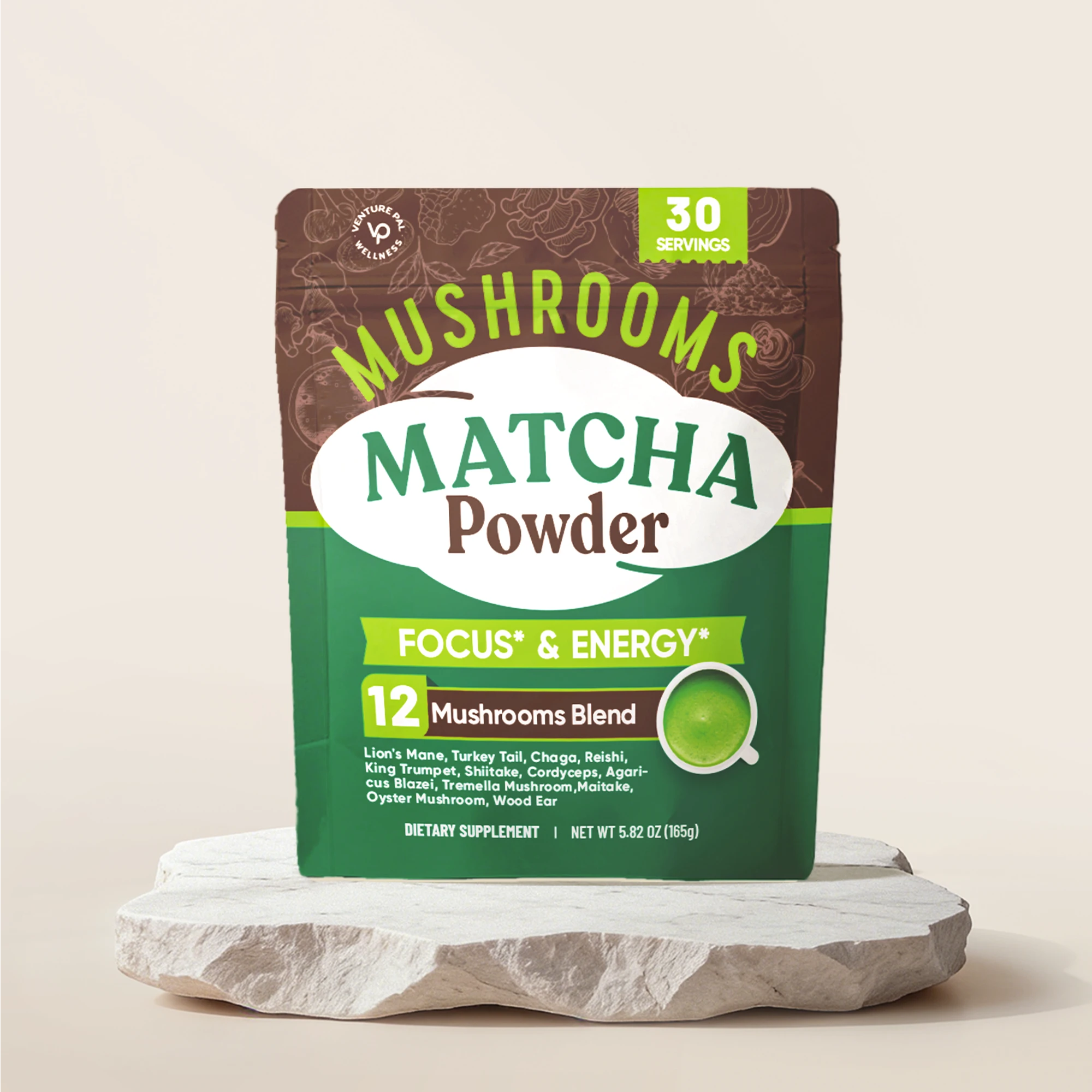 Venture Pal Ceremonial Grade Matcha Mushroom Powder