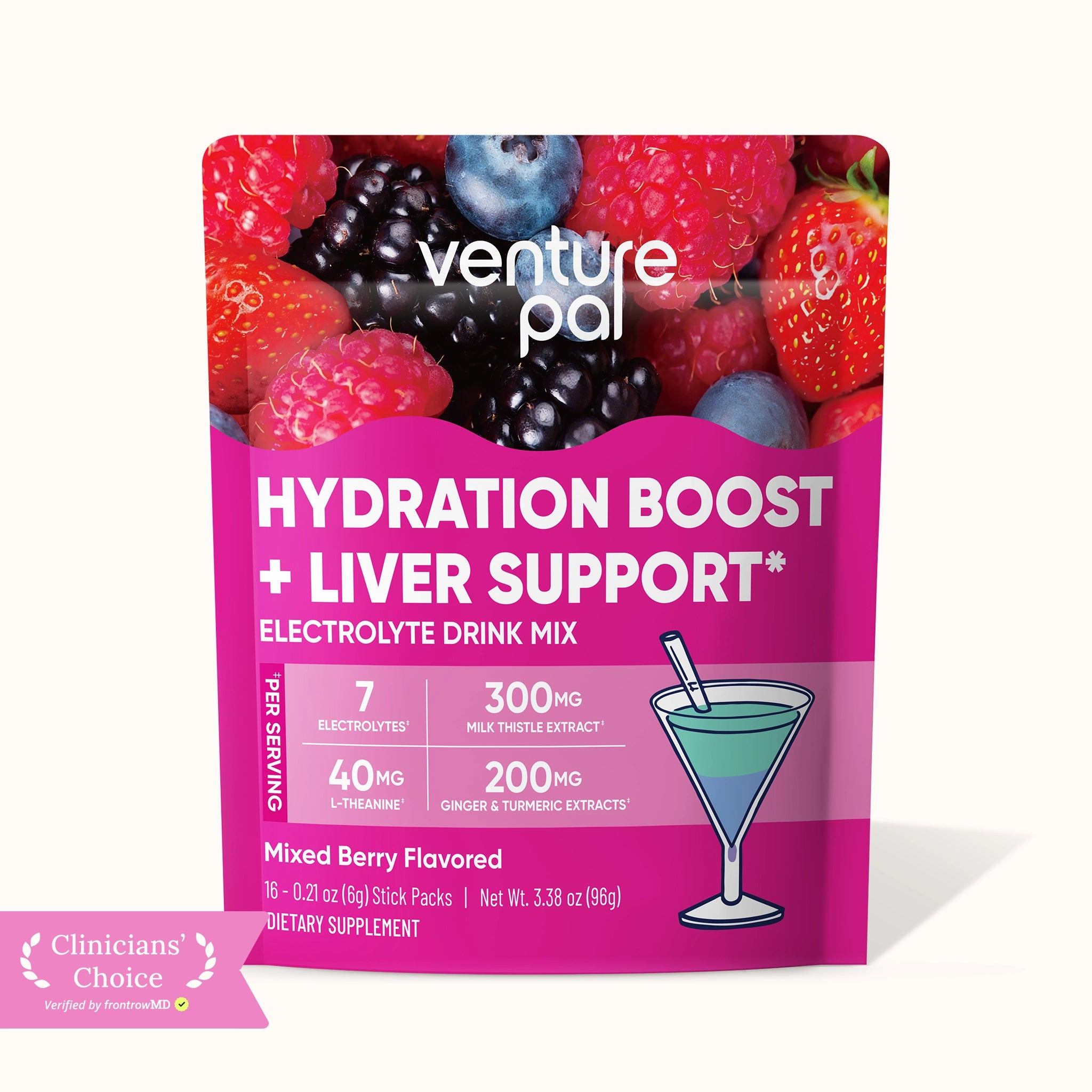 Liver Support Sugar Free Electrolyte Powder Packets - Mixed Berry - 12