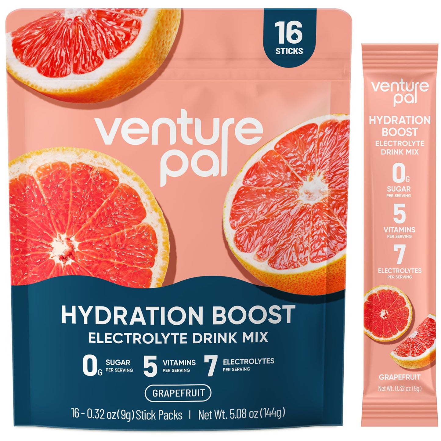 Venture Pal Sugar Free Electrolyte Powder Packets - Grapefruit - 16 Sticks