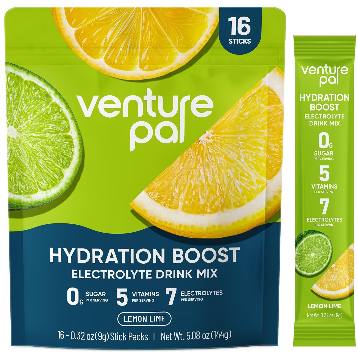 Venture Pal Sugar Free Electrolyte Powder Packets - Lemon Lime - 16 Sticks