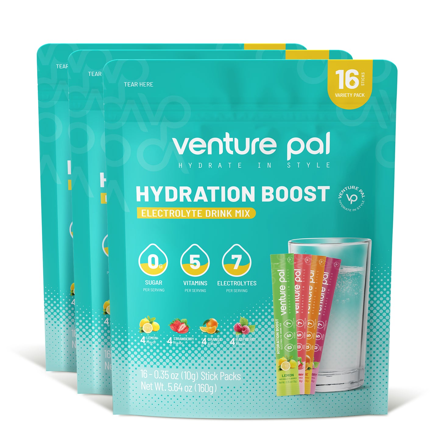 Venture Pal Sugar Free Electrolyte Powder Packets - Variety Pack - 16 Sticks
