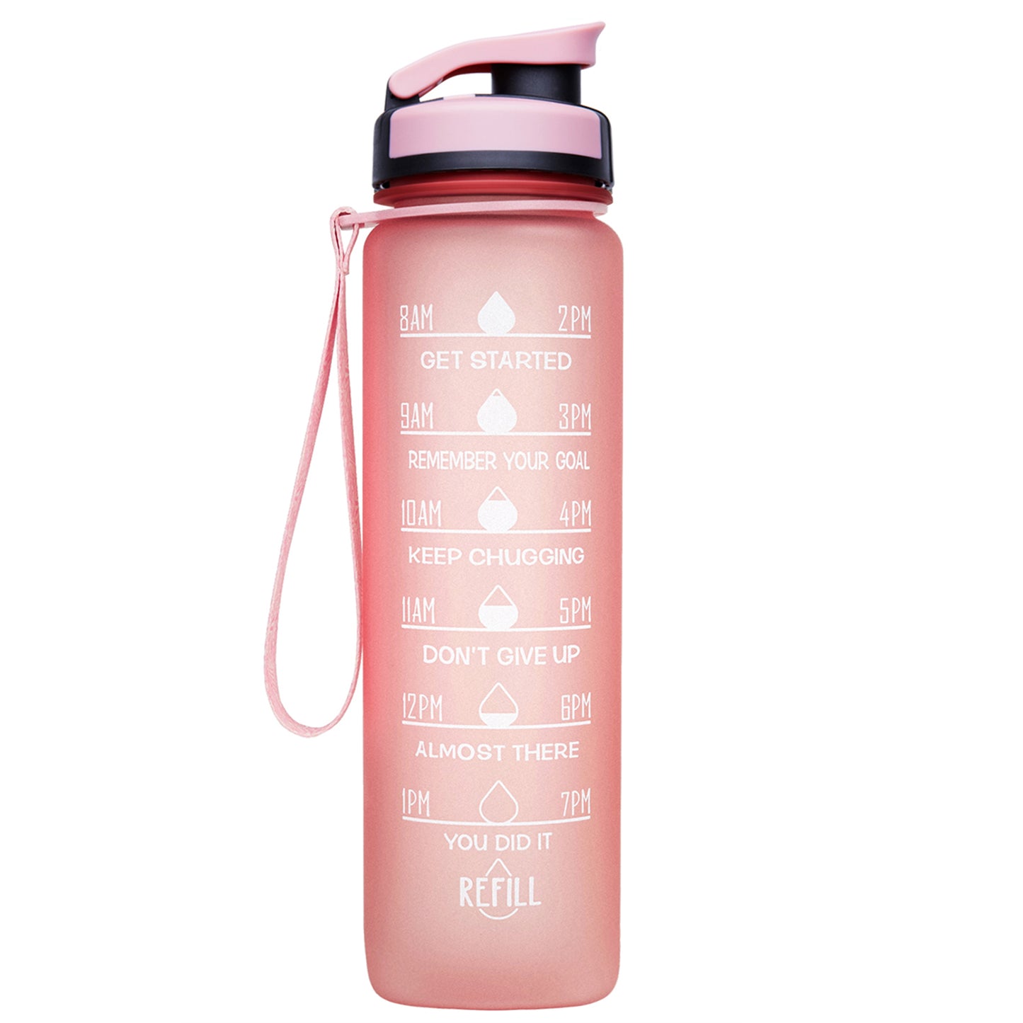 Elvira 32oz Motivational Time Marker Large Water Bottle with Removable Strainer