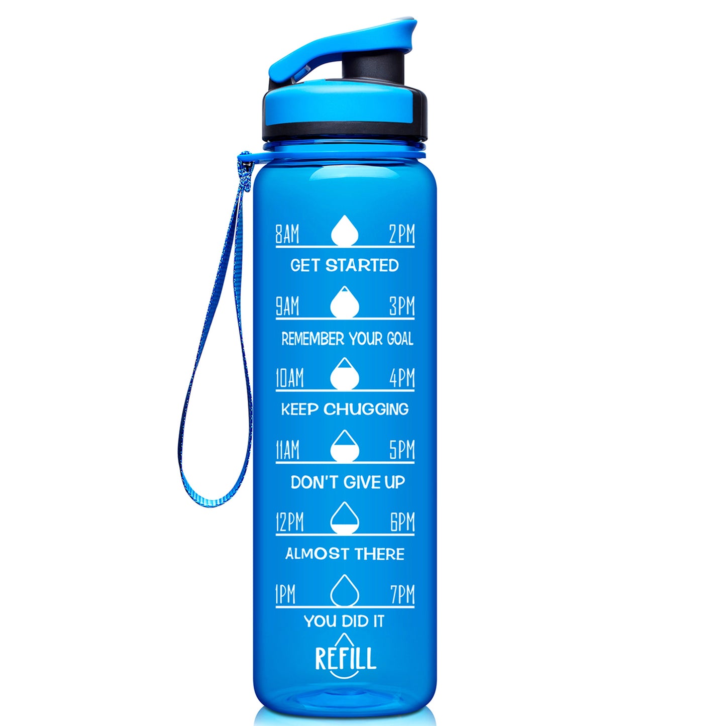 Elvira 32oz Motivational Time Marker Large Water Bottle with Removable Strainer