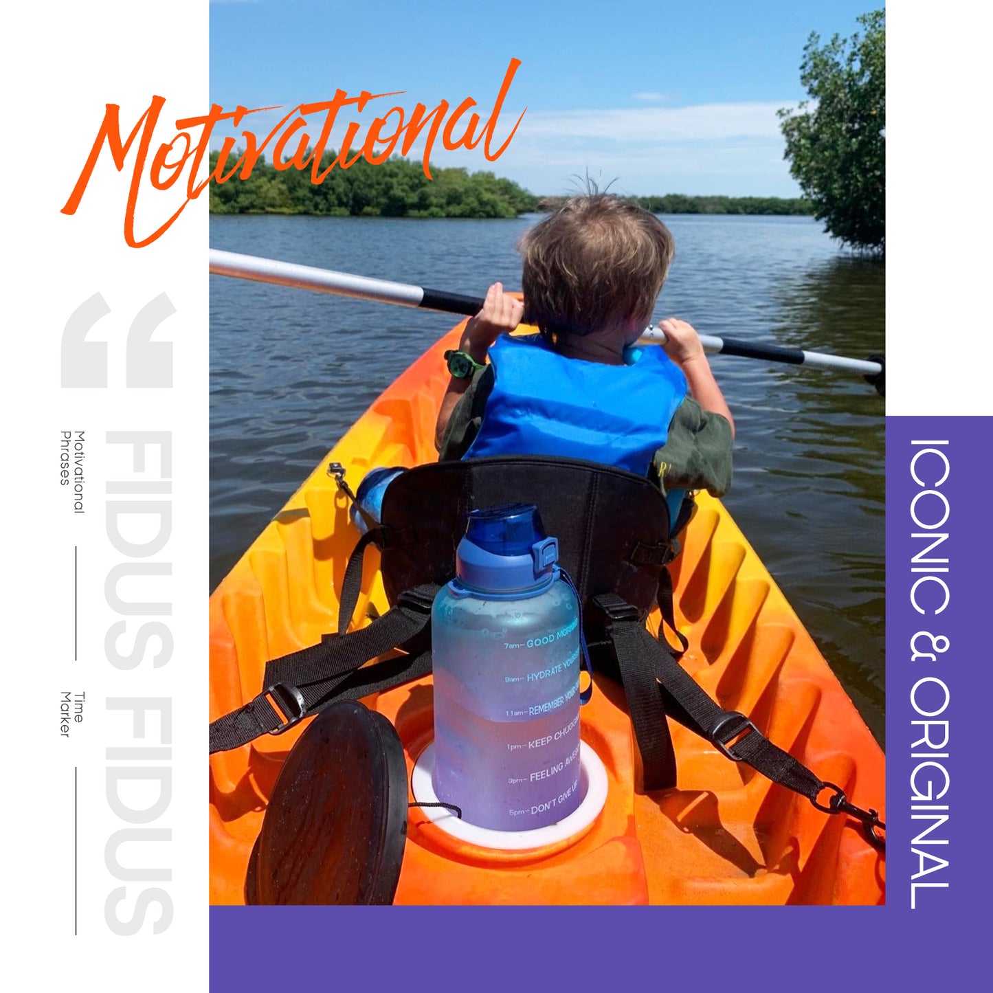 Fidus 128oz Motivational Water Bottle with Time Marker & Straw