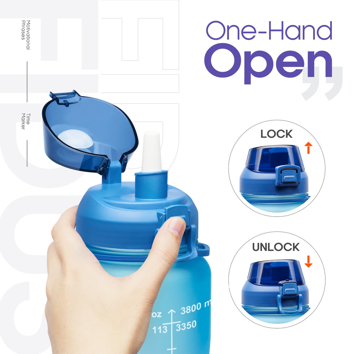 Fidus 128oz Motivational Water Bottle with Time Marker & Straw