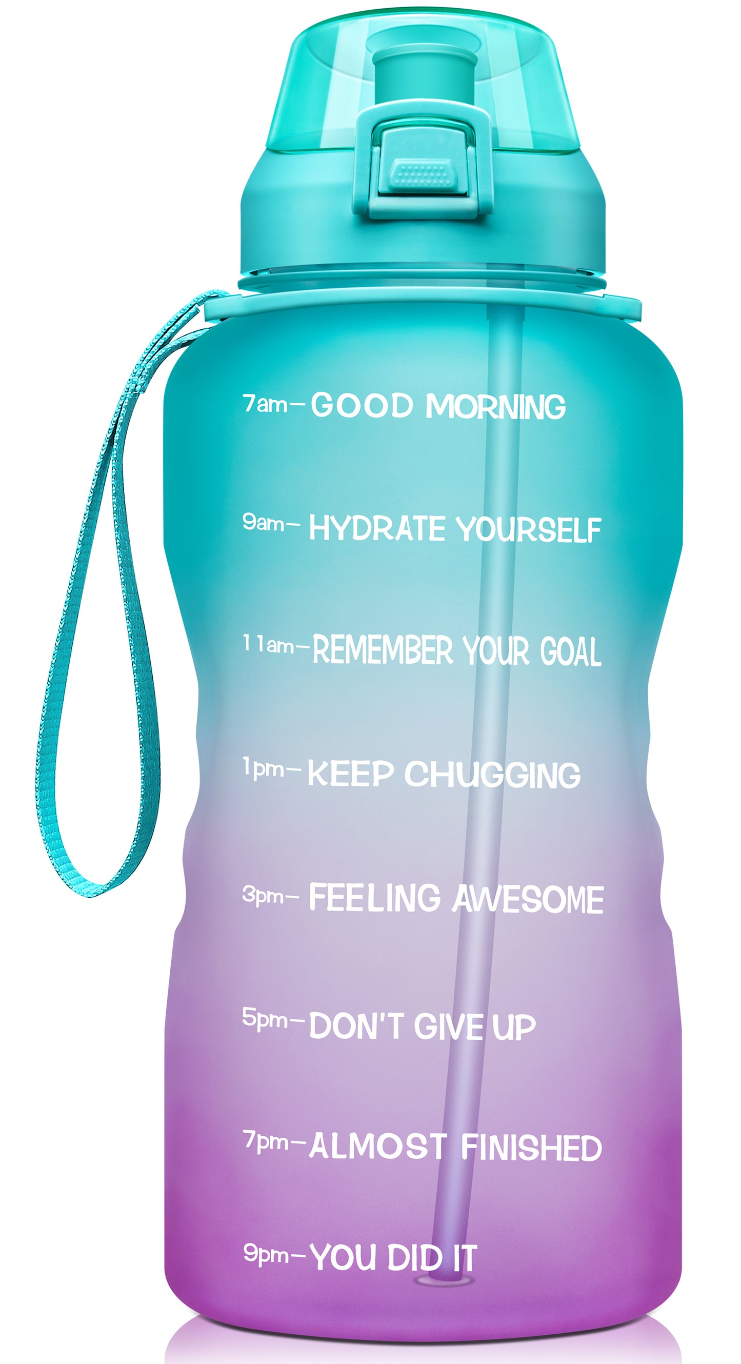 Fidus 128oz Motivational Water Bottle with Time Marker & Straw