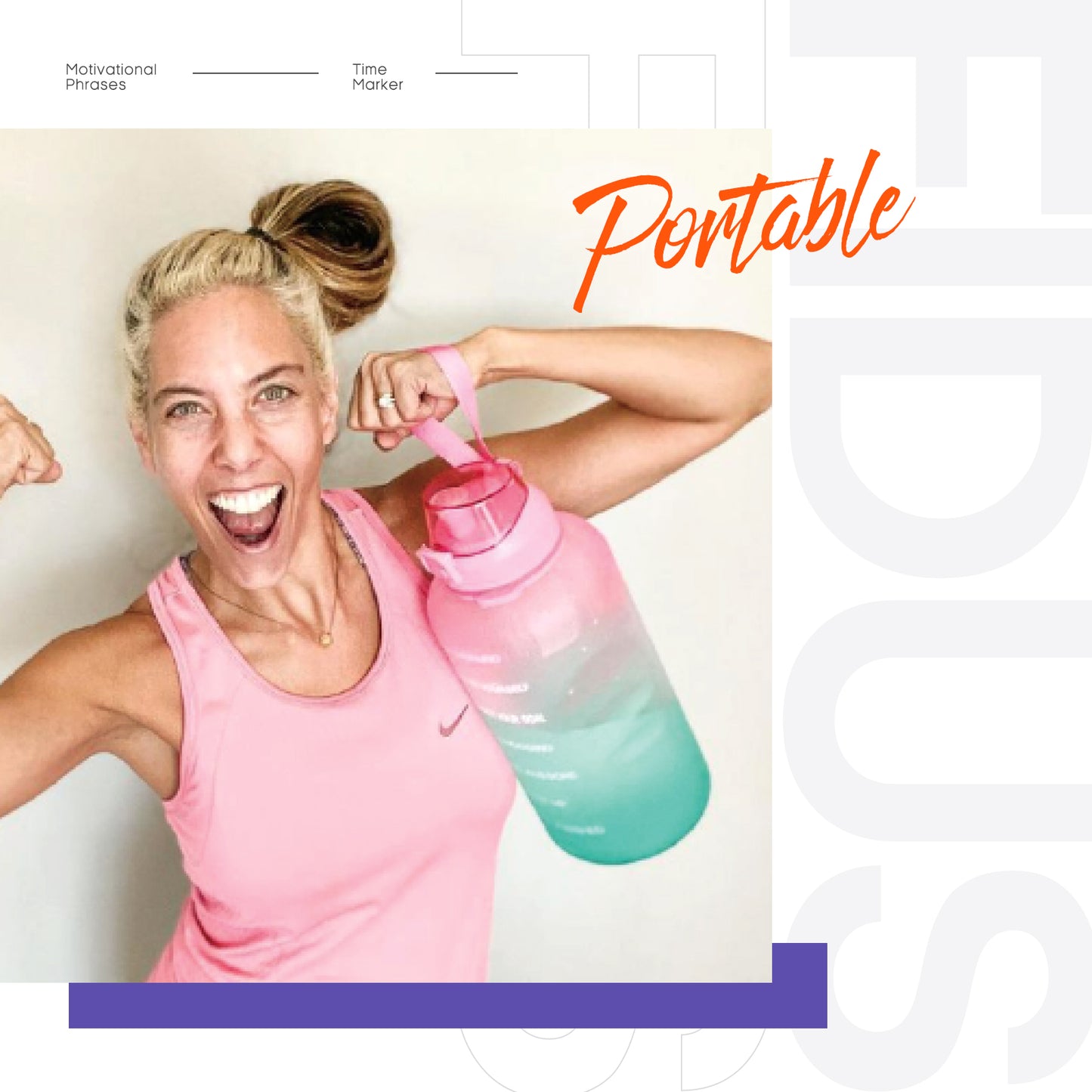 Fidus 128oz Motivational Water Bottle with Time Marker & Straw