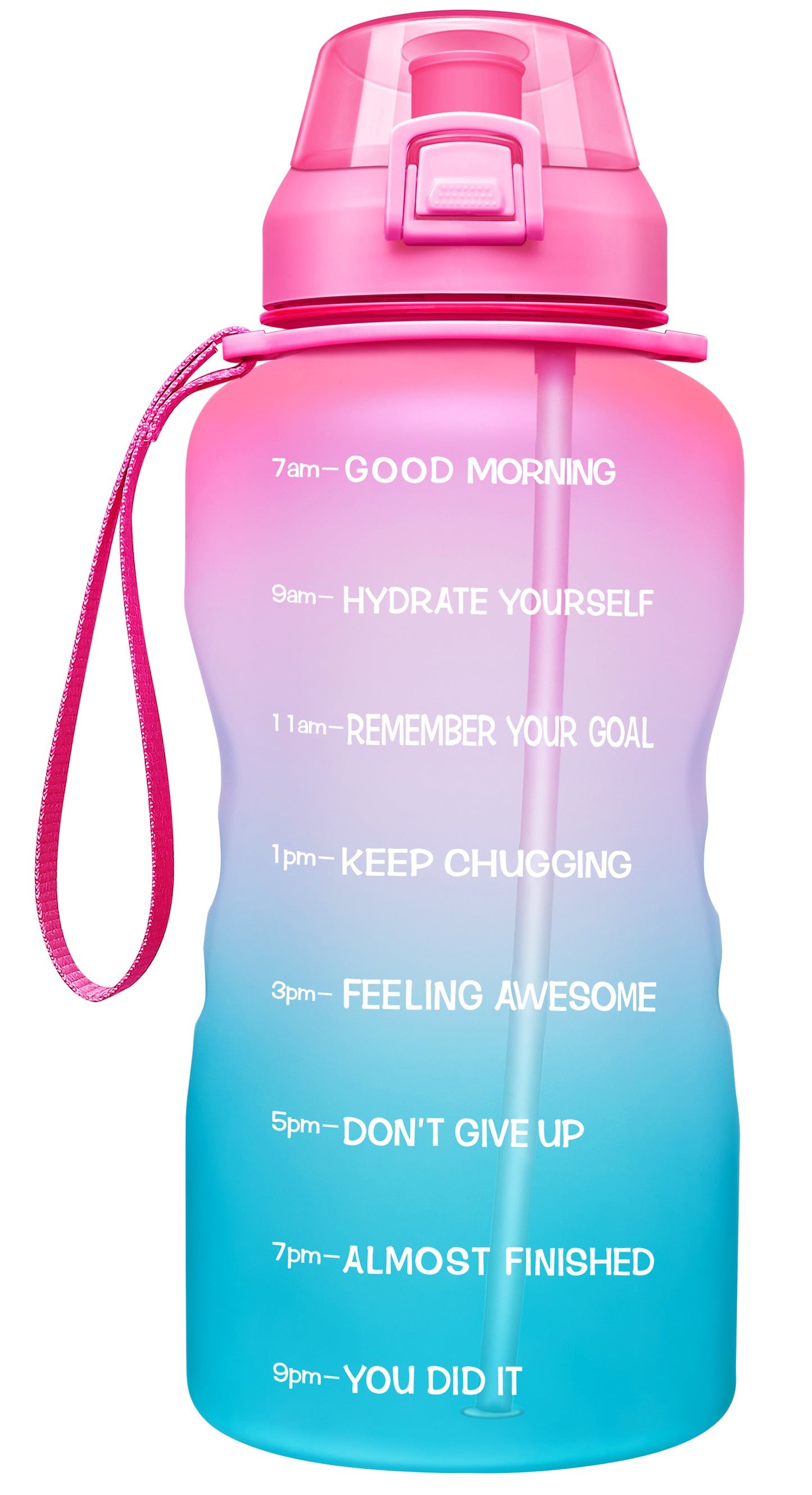 Fidus 128oz Motivational Water Bottle with Time Marker & Straw