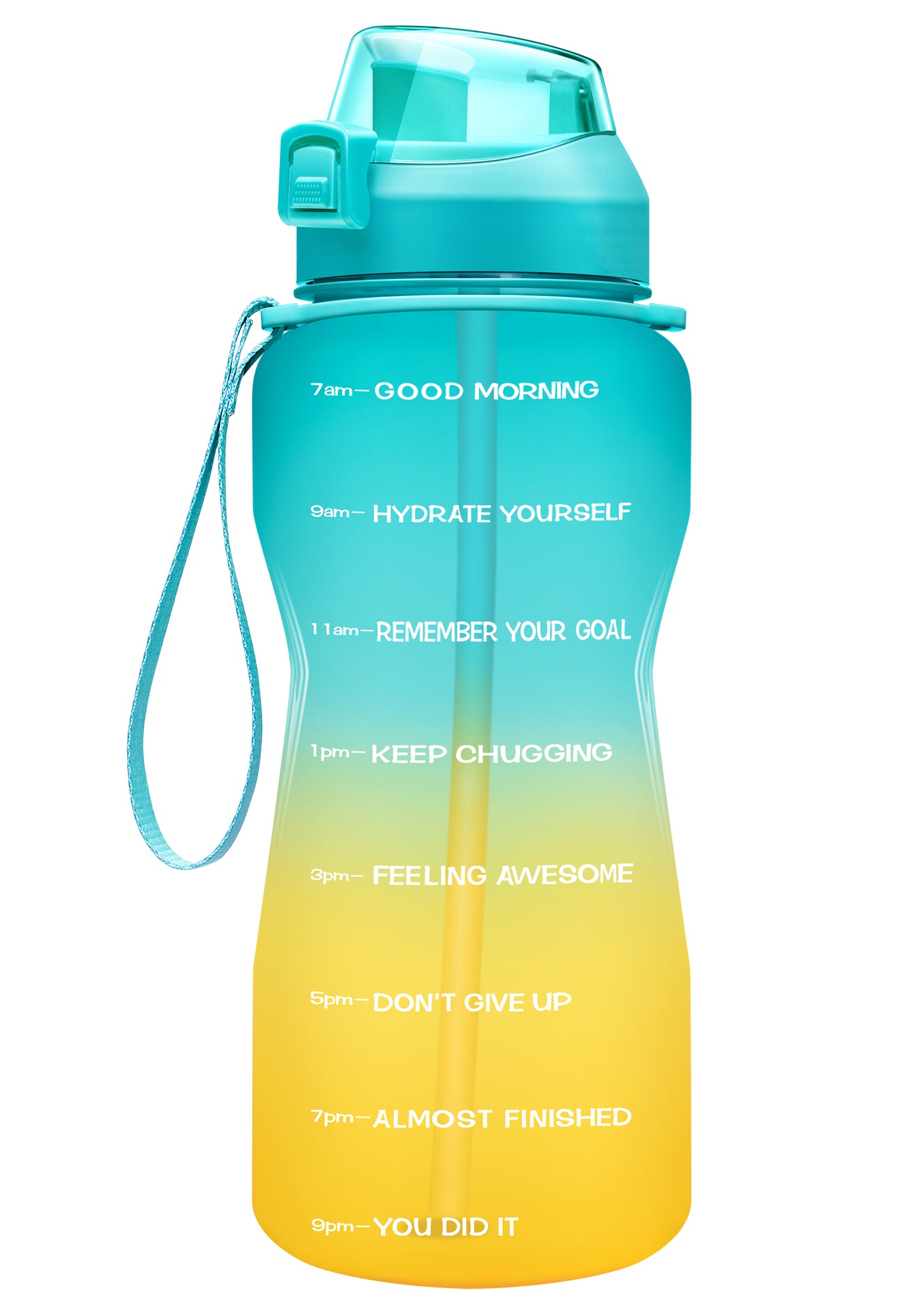 Fidus 64oz Motivational Water Bottle with Time Marker & Straw