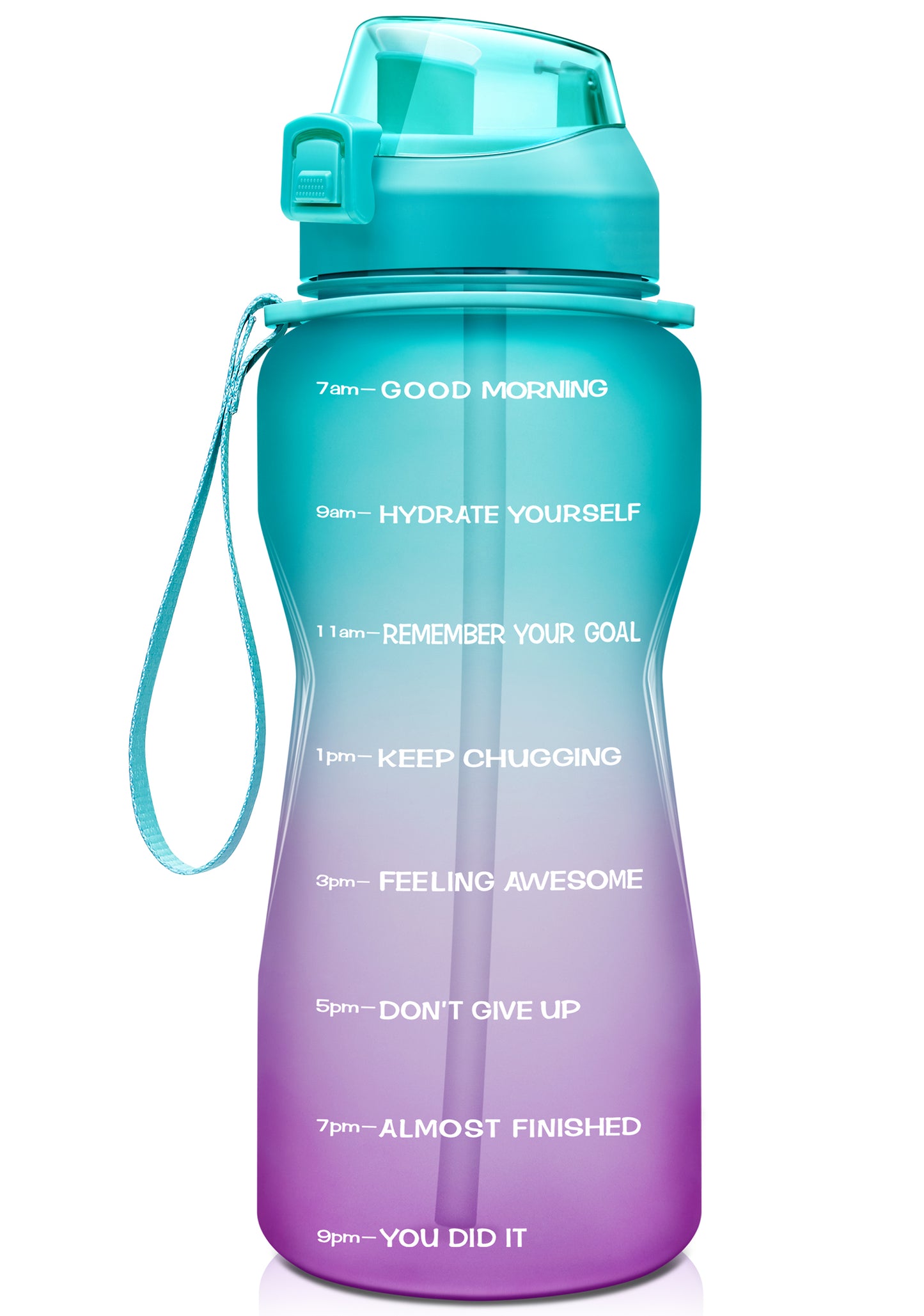 Fidus 64oz Motivational Water Bottle with Time Marker & Straw