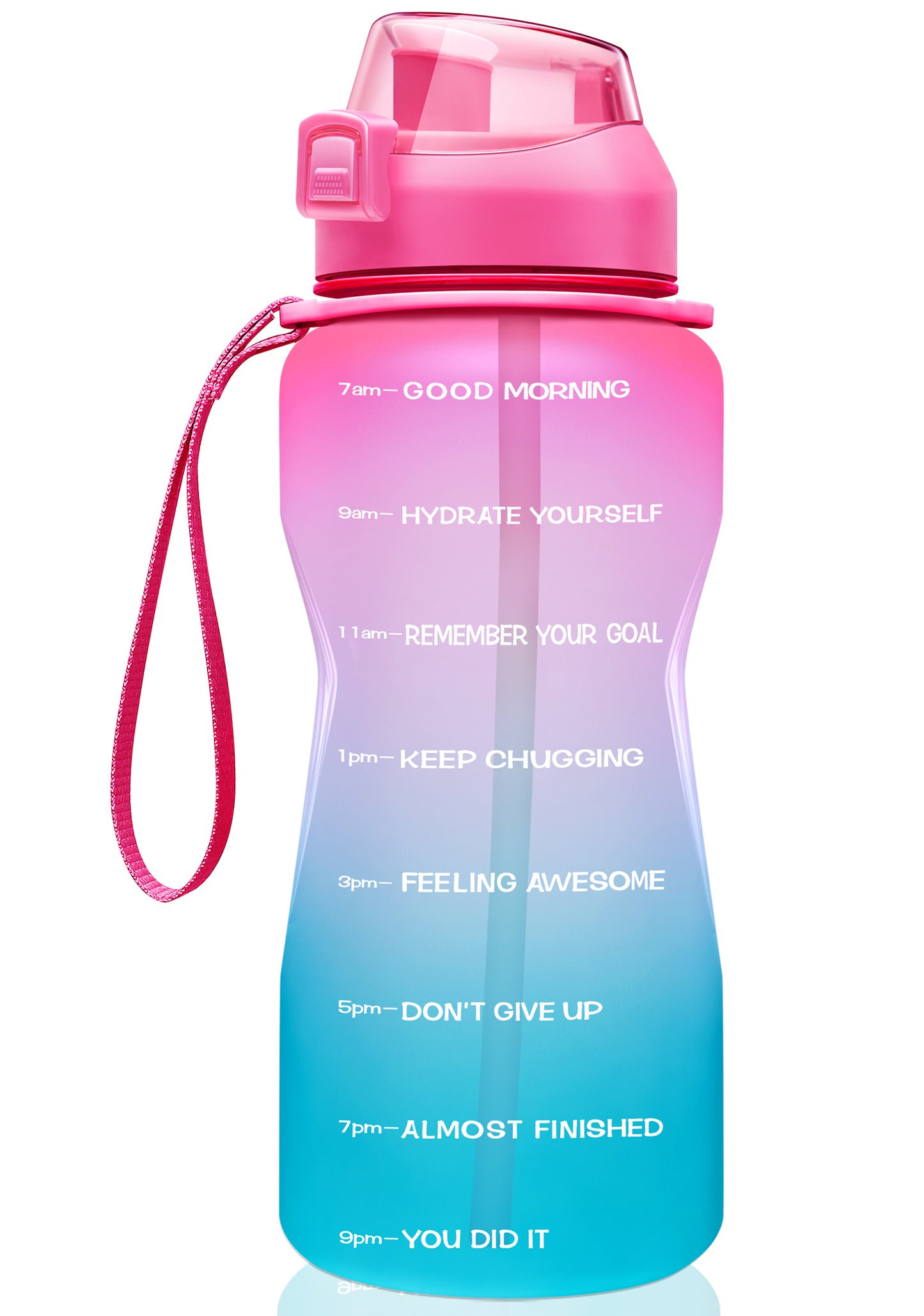 Fidus 64oz Motivational Water Bottle with Time Marker & Straw