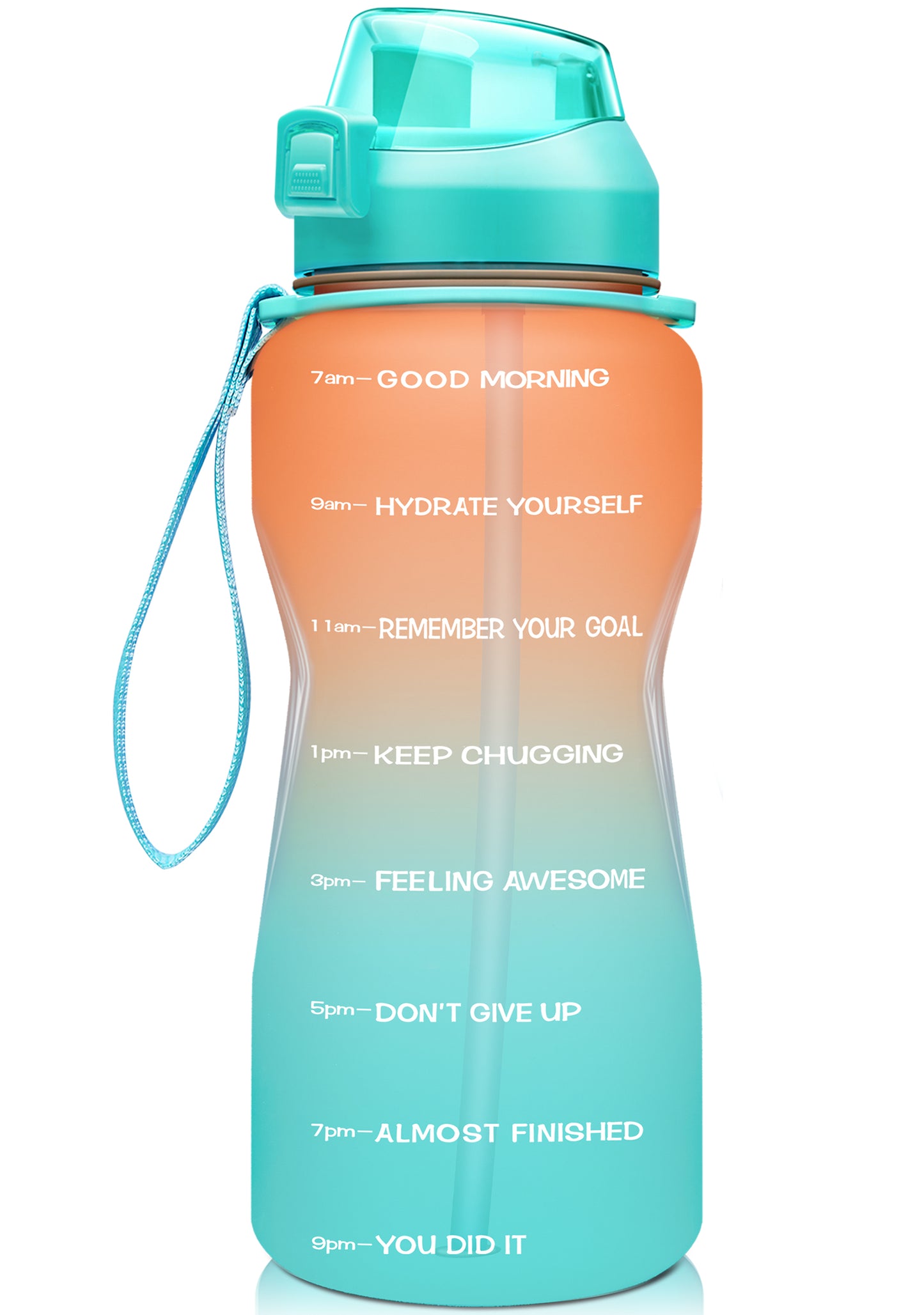 Fidus 64oz Motivational Water Bottle with Time Marker & Straw