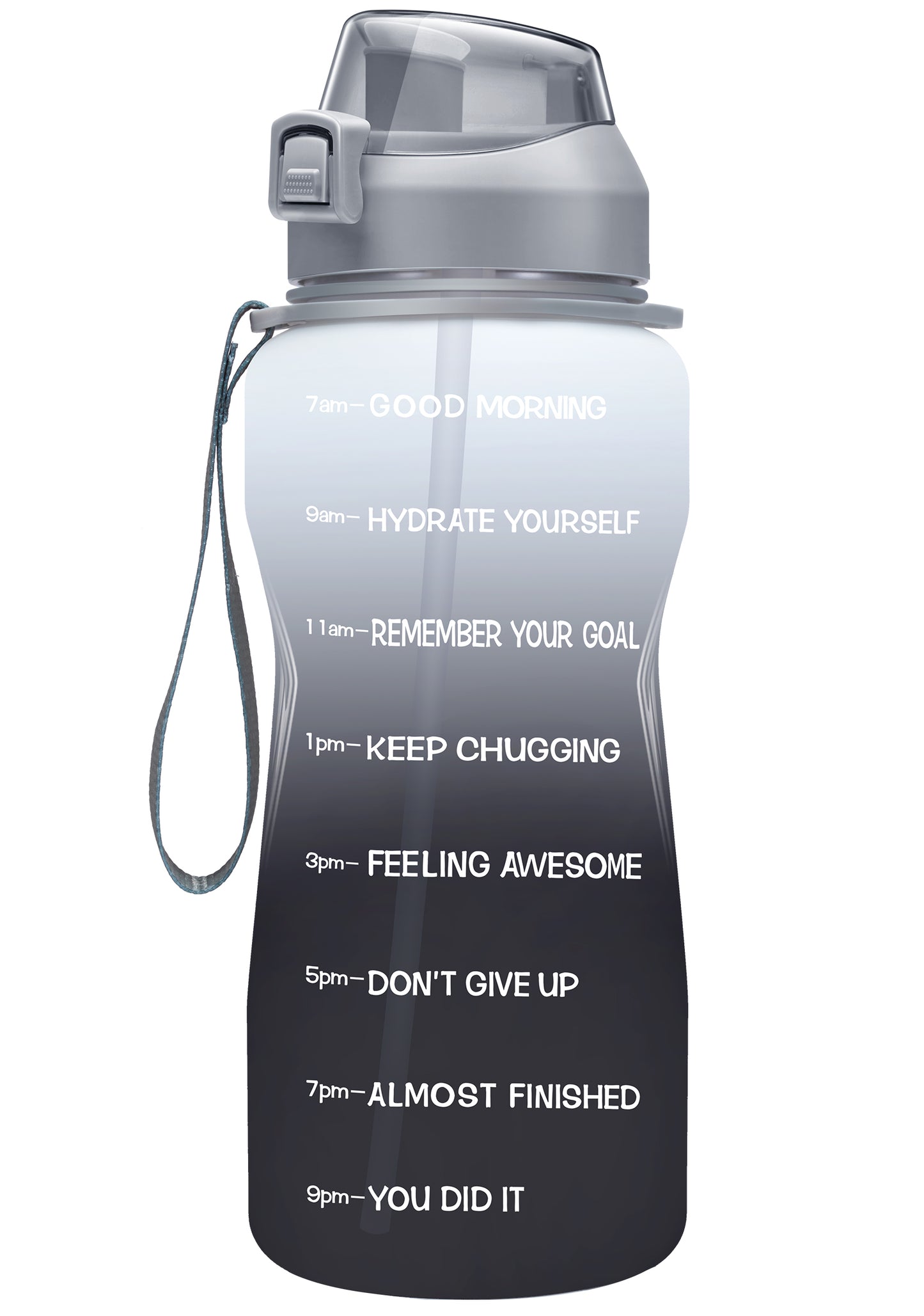Fidus 64oz Motivational Water Bottle with Time Marker & Straw