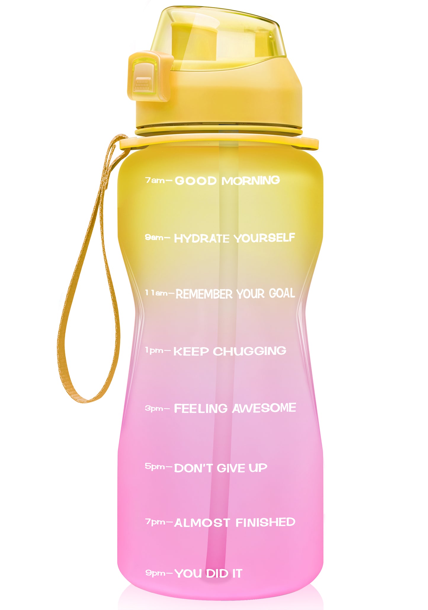 Fidus 64oz Motivational Water Bottle with Time Marker & Straw