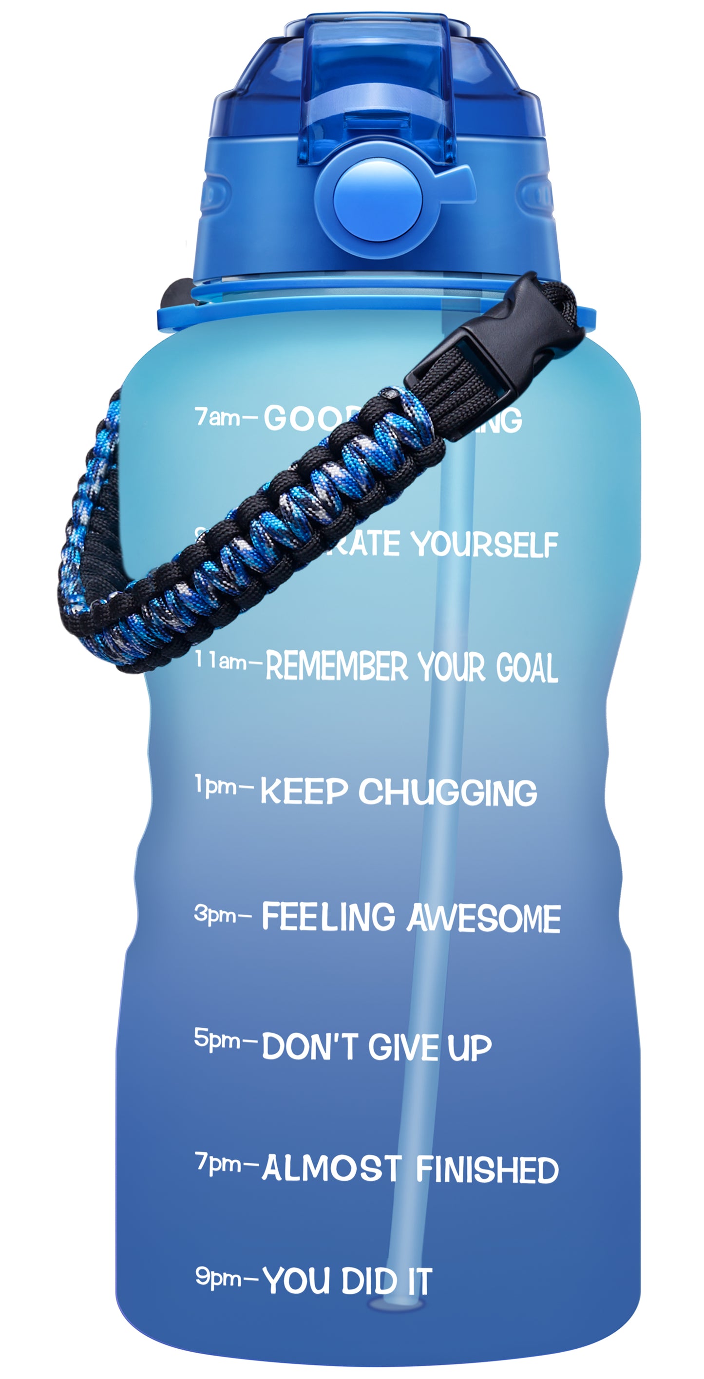 Fidus 128oz Motivational Water Bottle with Paracord Handle & Removable Straw