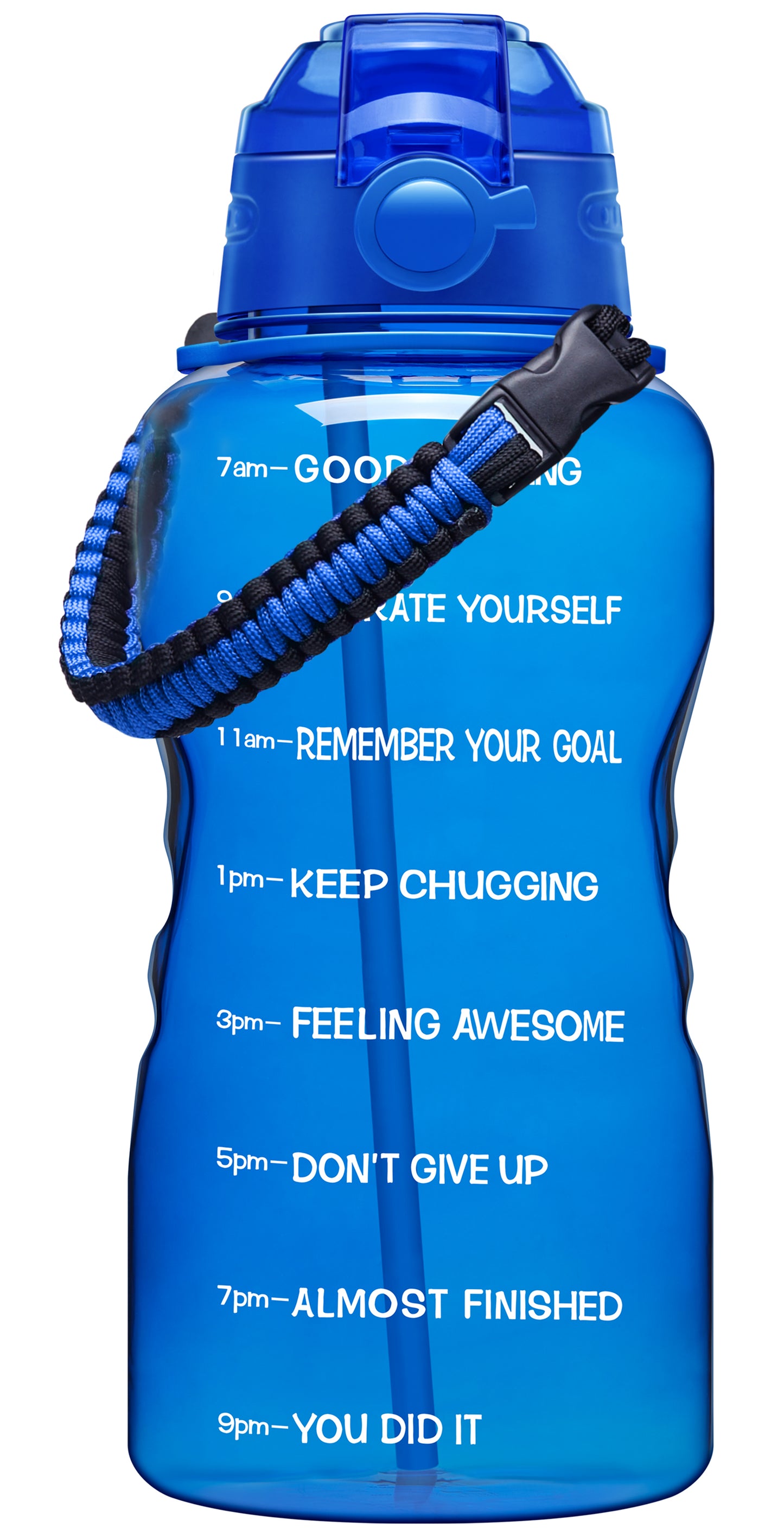 Fidus 128oz Motivational Water Bottle with Paracord Handle & Removable Straw