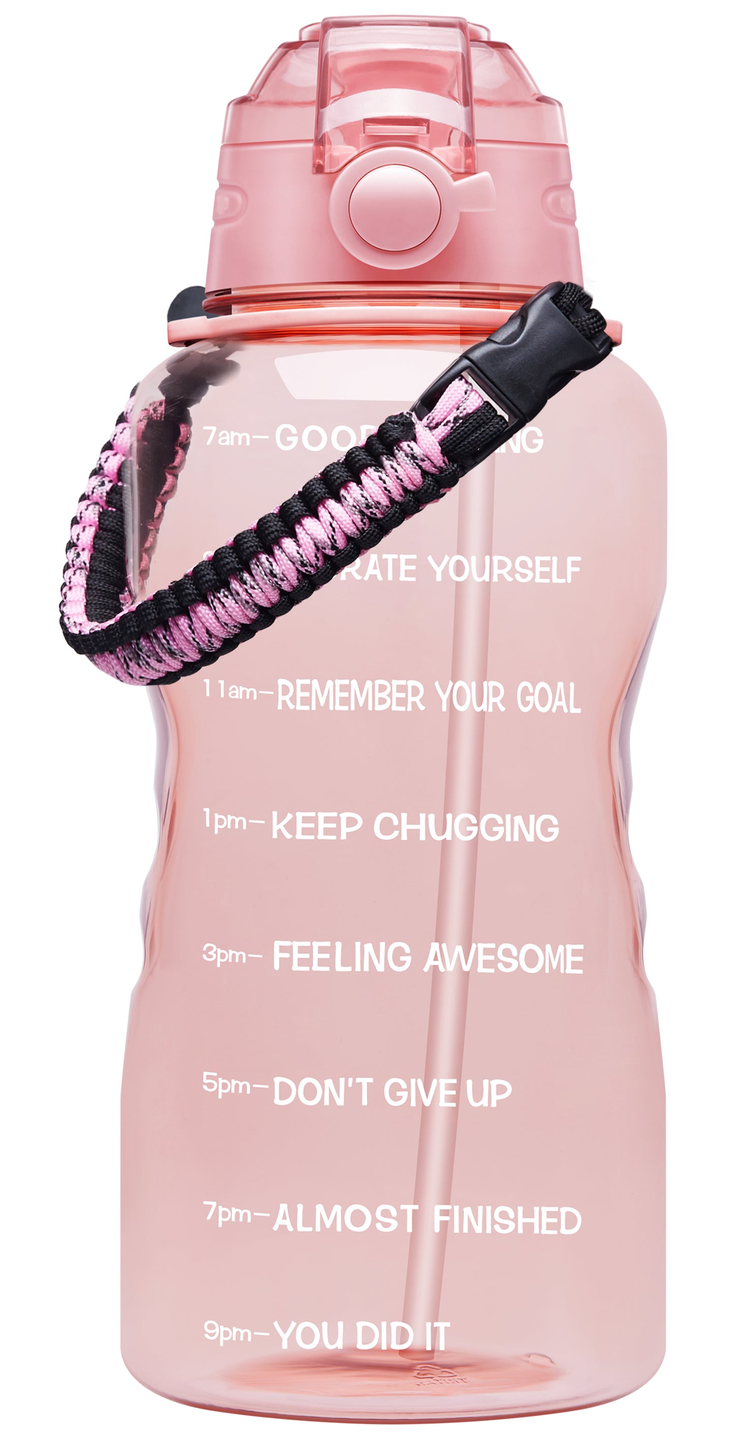 Fidus 128oz Motivational Water Bottle with Paracord Handle & Removable Straw