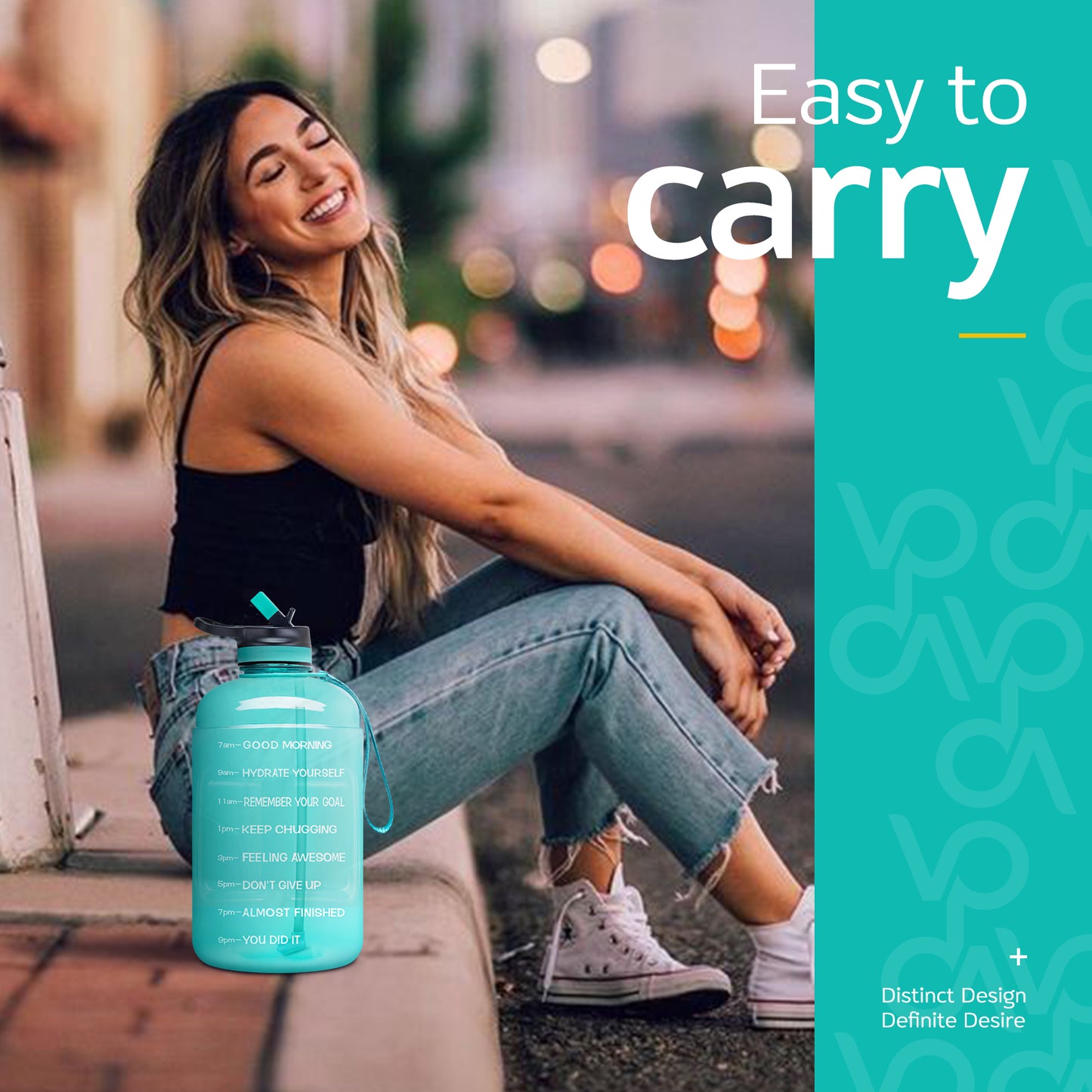 Venture Pal 64oz Motivational Quote Water Bottle with 2 Lids