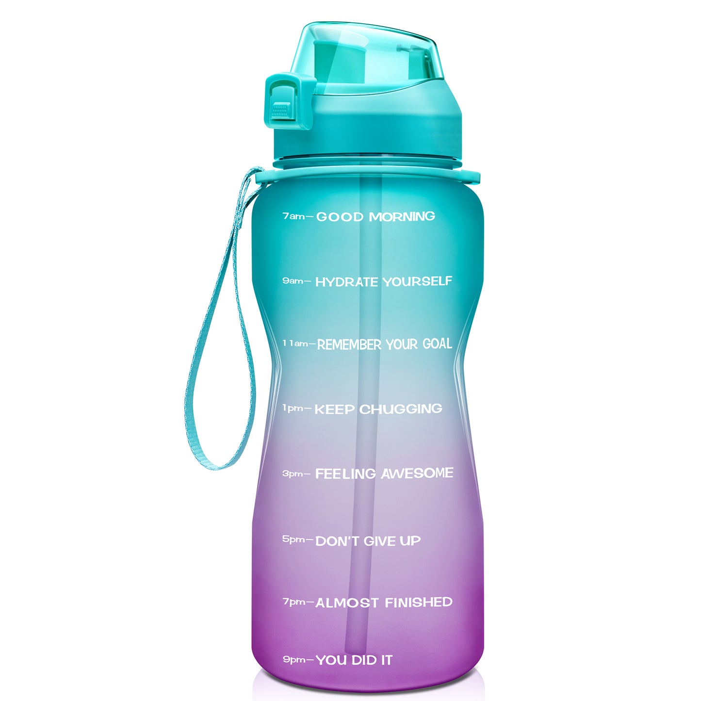 Fidus 64oz Motivational Water Bottle with Time Marker & Straw
