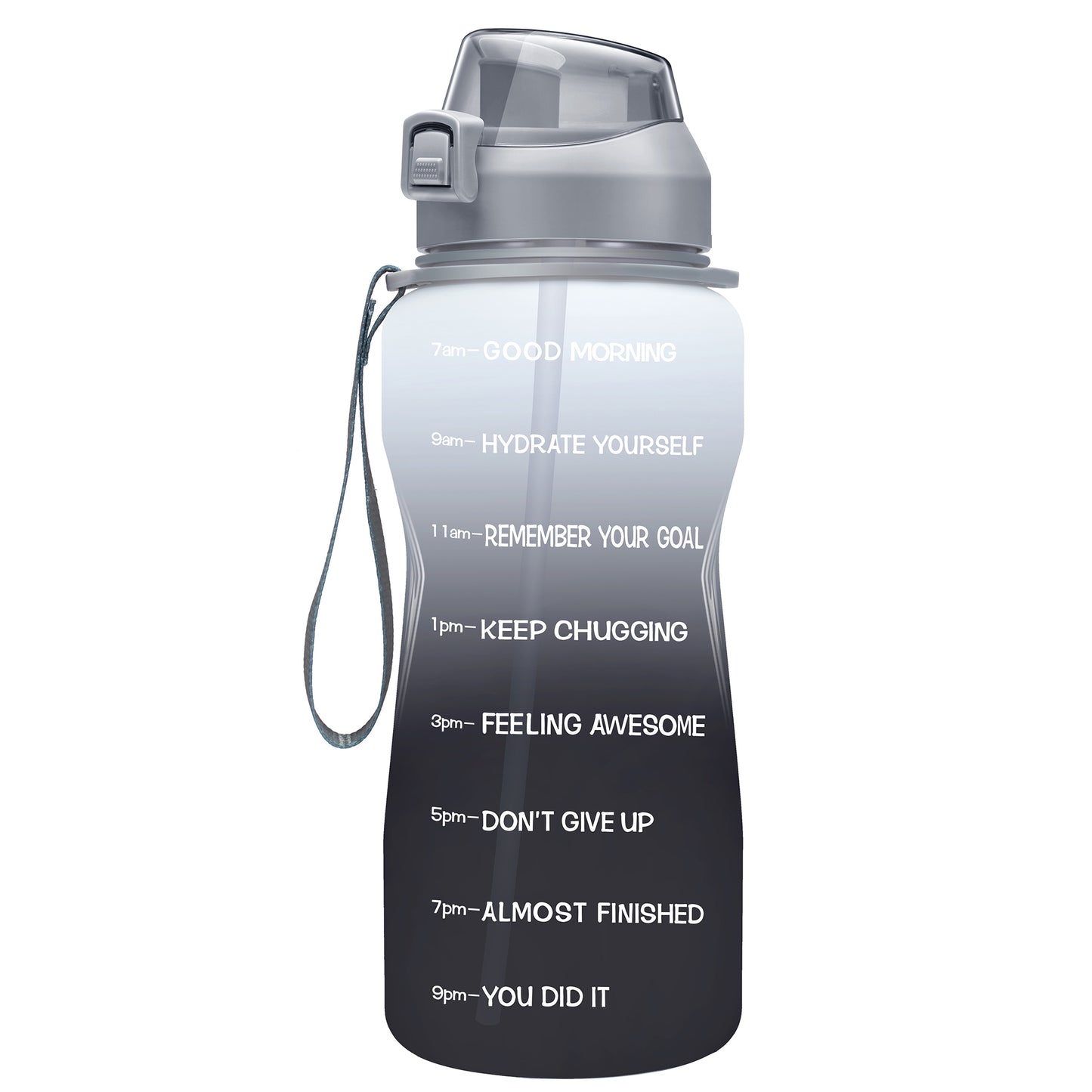 Fidus 64oz Motivational Water Bottle with Time Marker & Straw