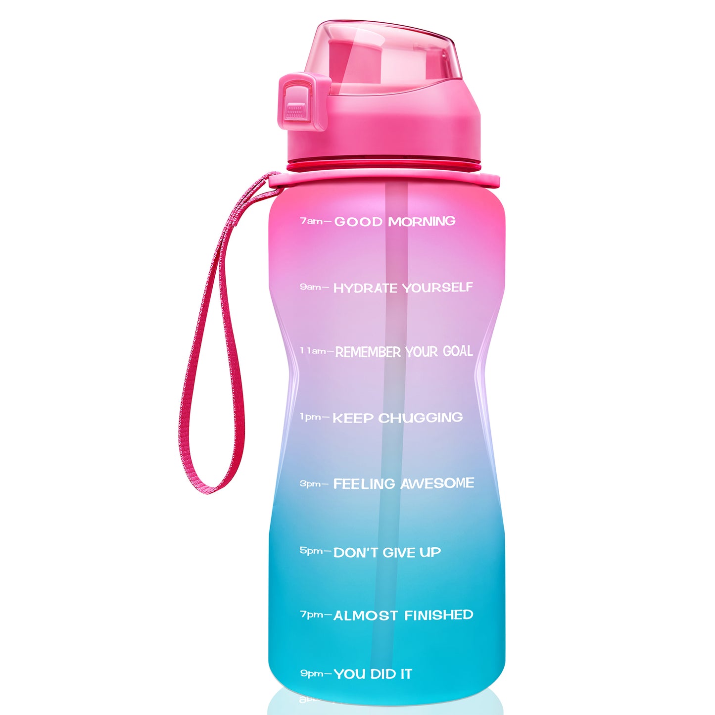 Fidus 64oz Motivational Water Bottle with Time Marker & Straw