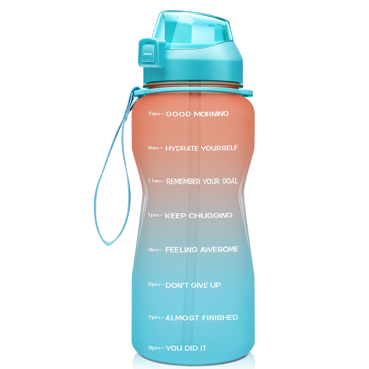 Fidus 64oz Motivational Water Bottle with Time Marker & Straw