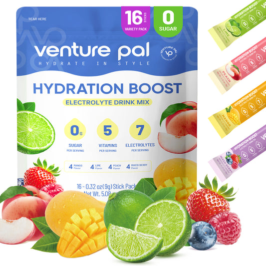 Venture Pal Sugar Free Electrolyte Powder Packets - Exotic Variety Pack - 16 Sticks