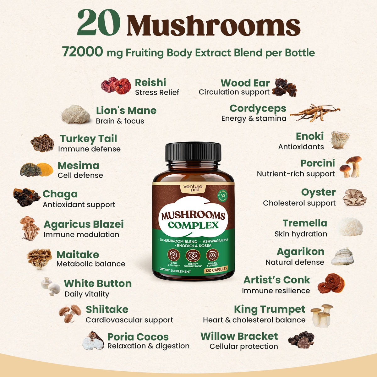 20-Mushroom Extract Capsules