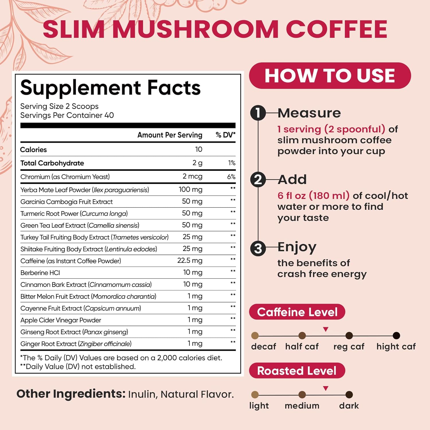 Venture Pal Slim Mushroom Coffee - 40 Servings