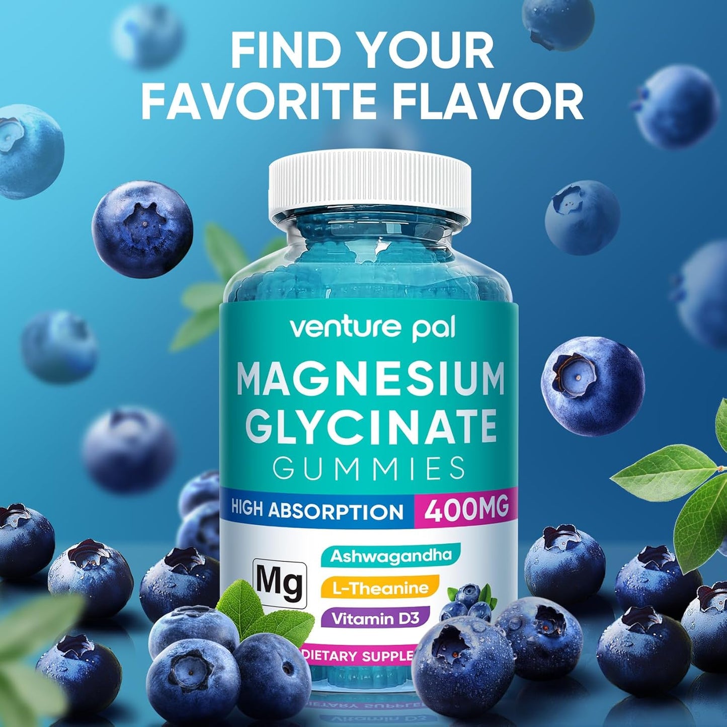 Venture Pal 60 Day Supply Magnesium Glycinate Gummies - Blueberry