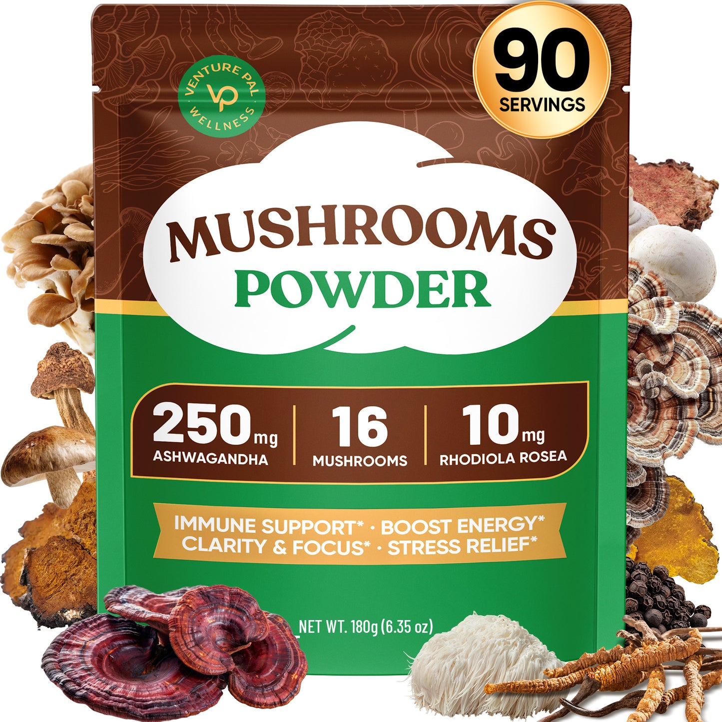 Venture Pal 16 Mushroom Adaptogen Powder - 90 Servings