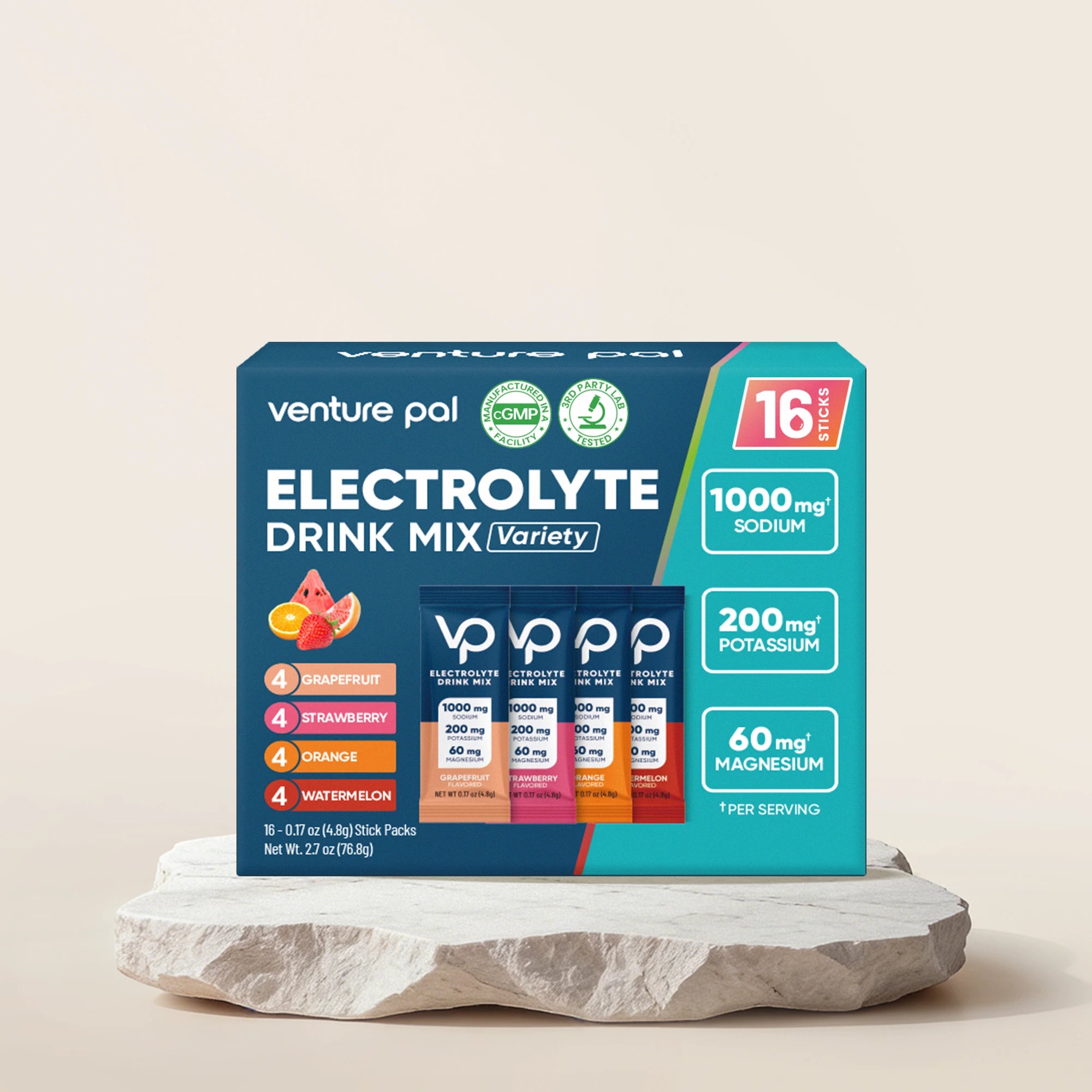 High Sodium Sugar-Free Electrolyte Powder Packets - 16 Sticks