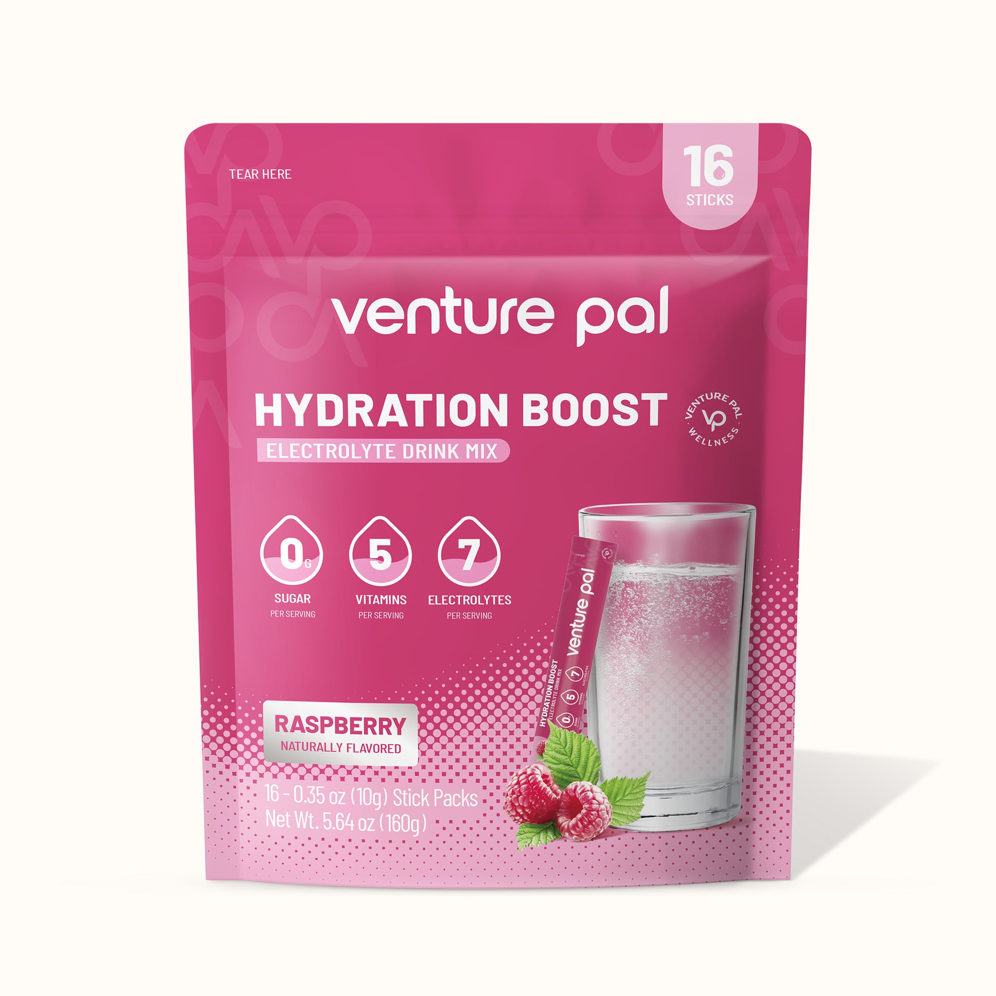 Sugar Free Electrolyte Powder Packets - Raspberry Flavor - 16 Sticks