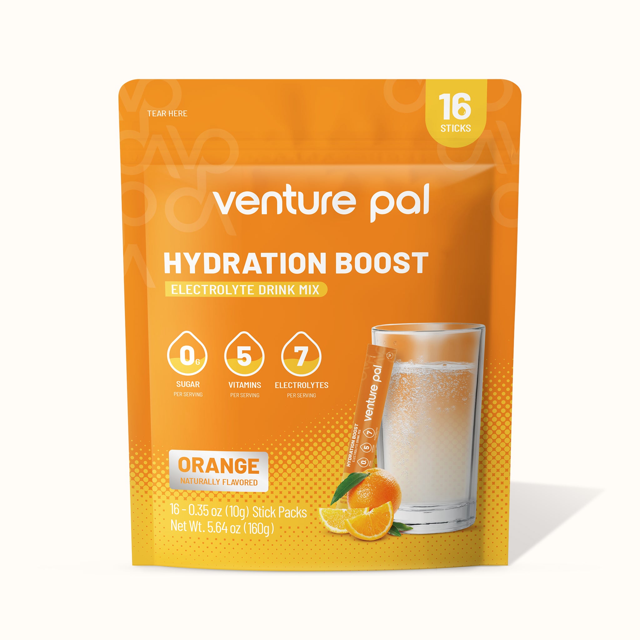 Sugar Free Electrolyte Powder Packets - Orange Flavor - 16 Sticks