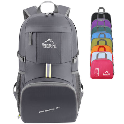 Venture Pal 35L Ultralight Lightweight Packable Foldable Travel Camping Hiking Outdoor Sports Backpack Daypack - Gray