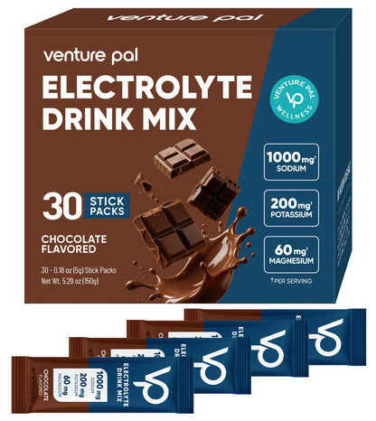 High Sodium Sugar Free Electrolytes Powder Packet - Chocolate Salt - 30 Sticks