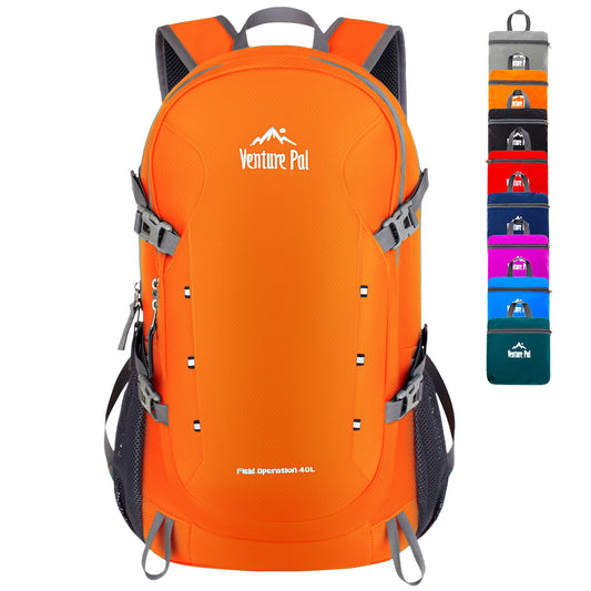 Venture Pal Orange 40L Nylon Backpack with Wet Pocket and Multi Compartment