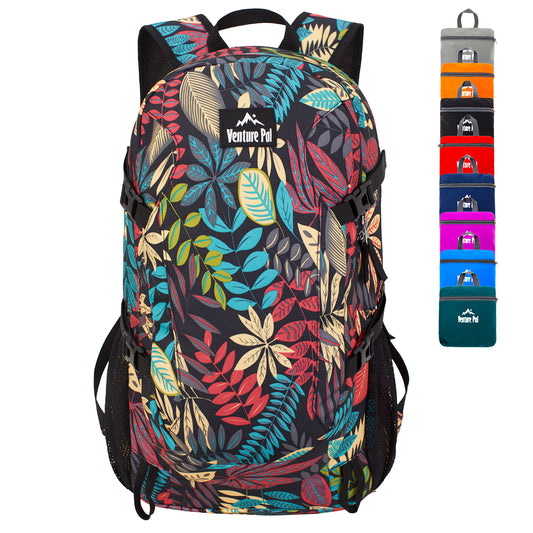 Venture Pal Black Leaf 40L Nylon Backpack with Wet Pocket & Multi Compartment