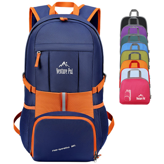 Venture Pal Orange/Navy Blue 35L Double-Layer Bottom & Shoulder Straps Sports Backpack